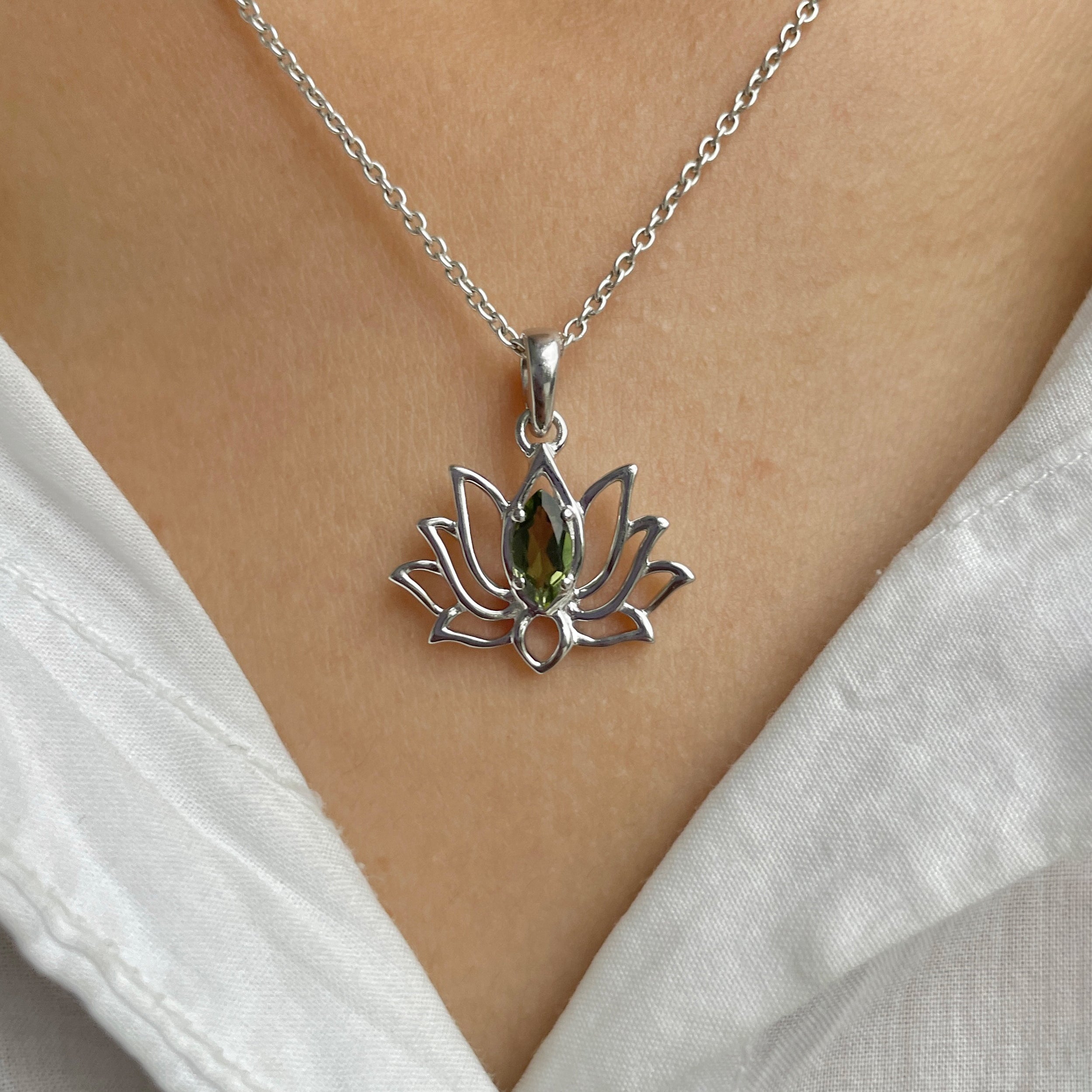 Moldavite Lotus Pendant-(MLD-RDN-166.)