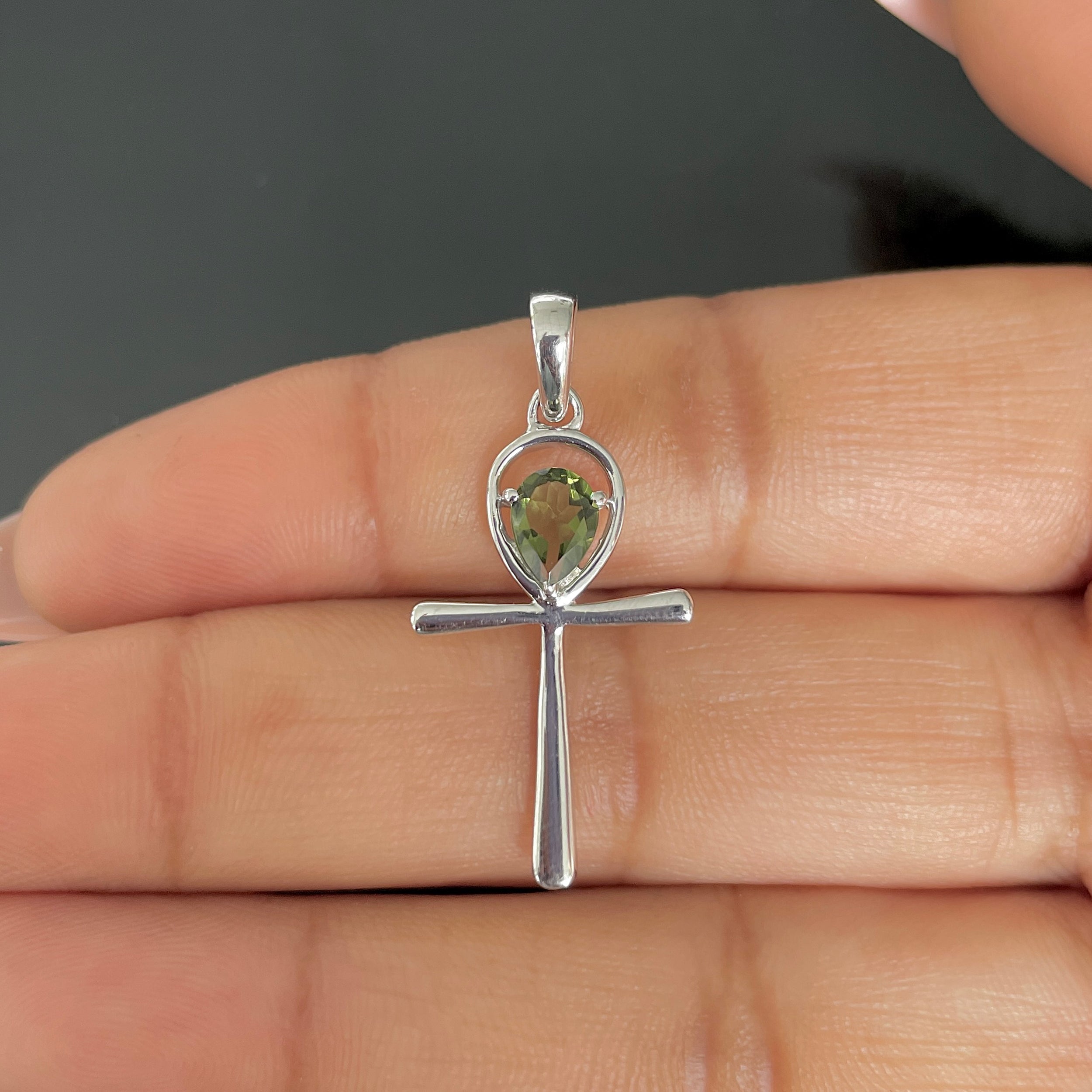 Moldavite Ankh Pendant-(MLD-RDN-168.)