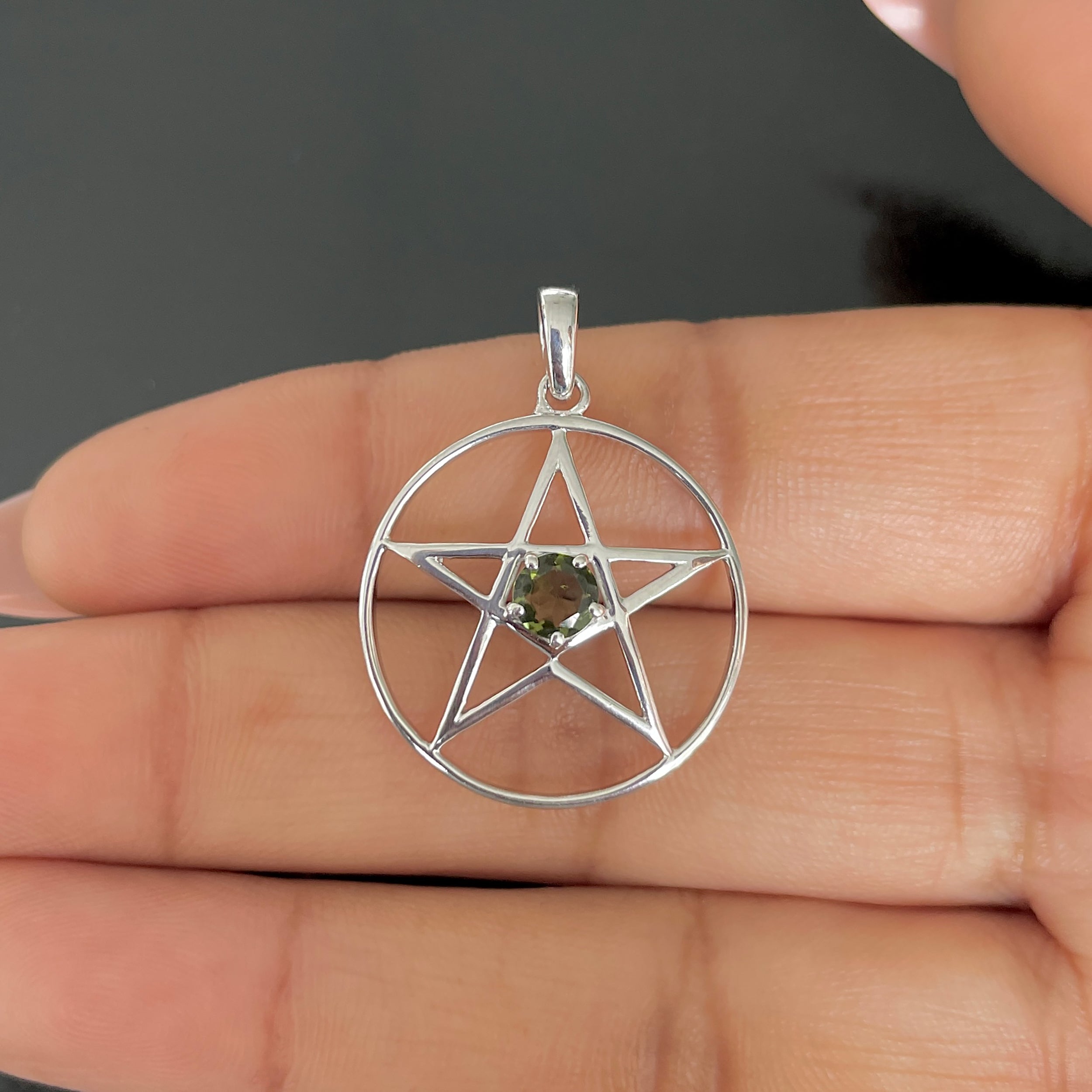 Moldavite Pentacle Pendant-(MLD-RDN-171.)