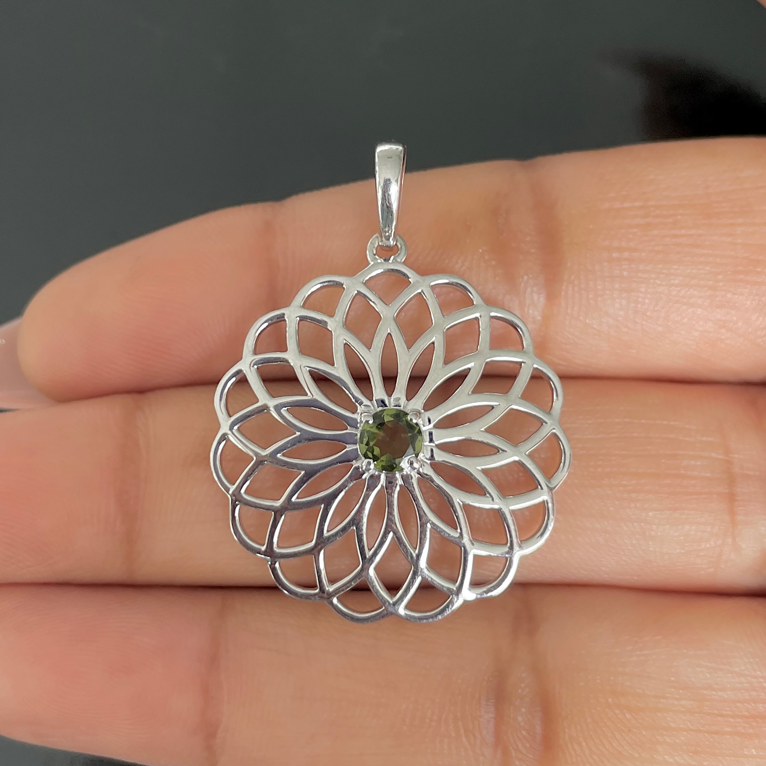 Moldavite Flower Of Life Pendant-(MLD-RDN-177-A.)
