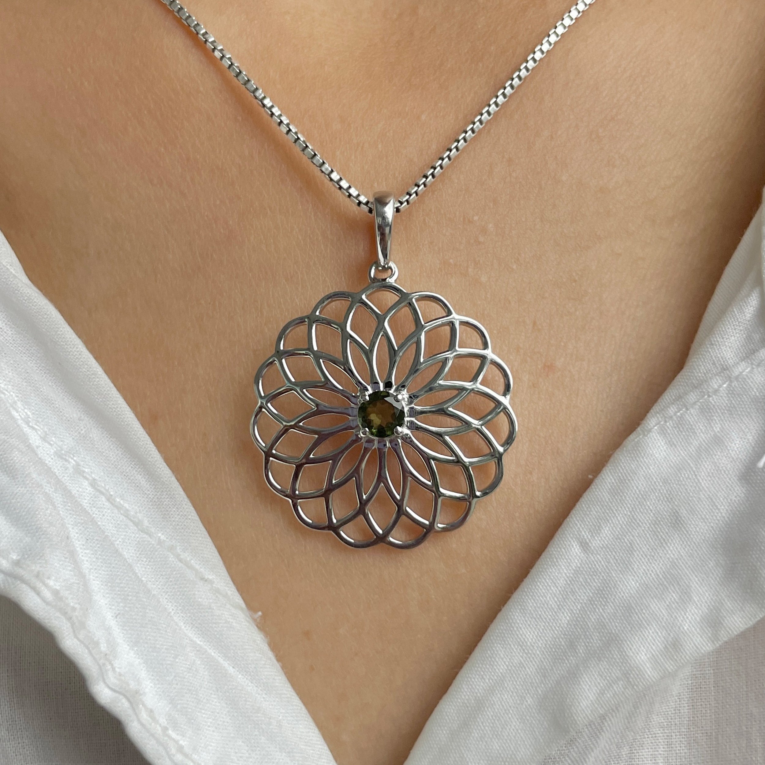 Moldavite Flower Of Life Pendant-(MLD-RDN-177-A.)