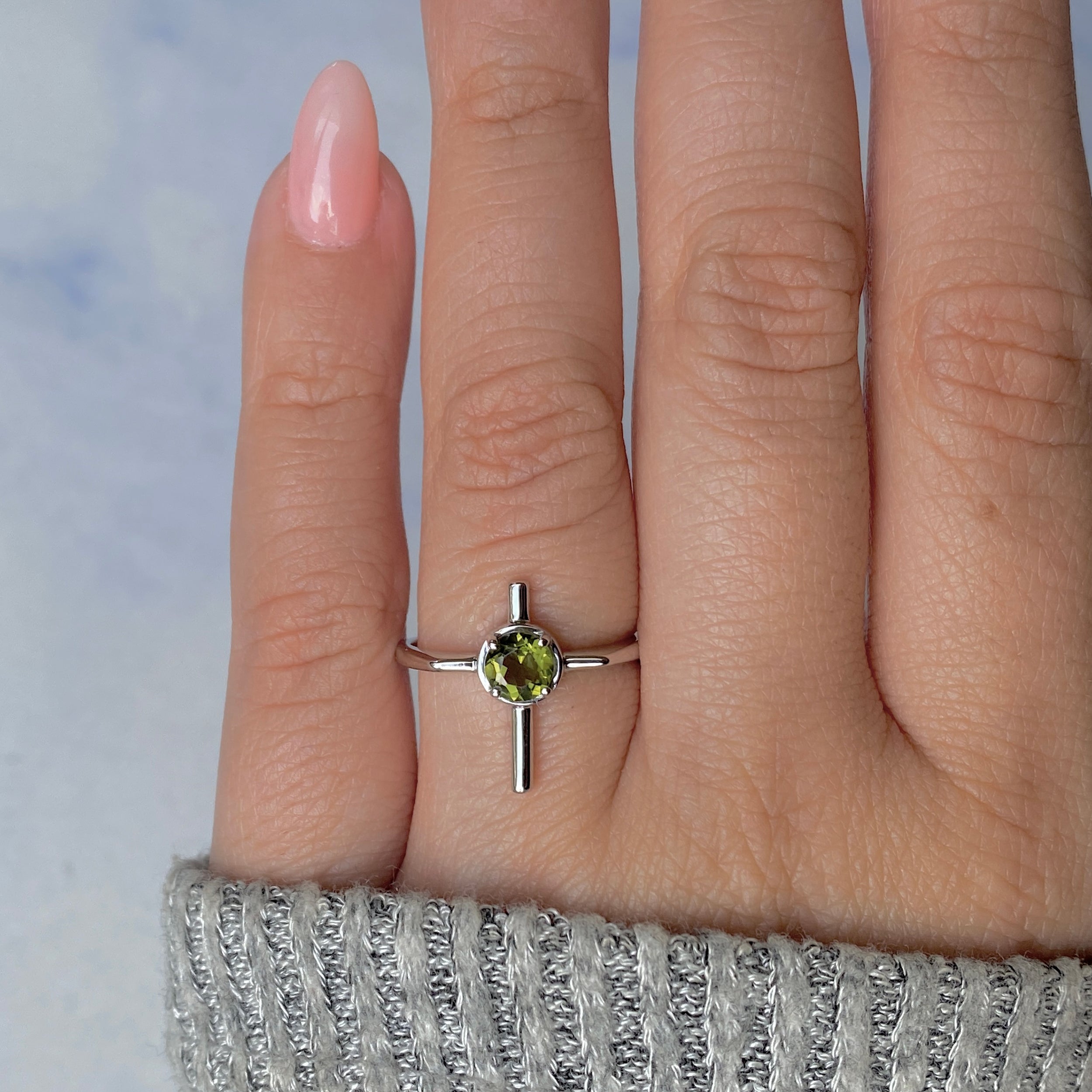 Moldavite Holy Cross Ring-(MLD-RDR-2143.)