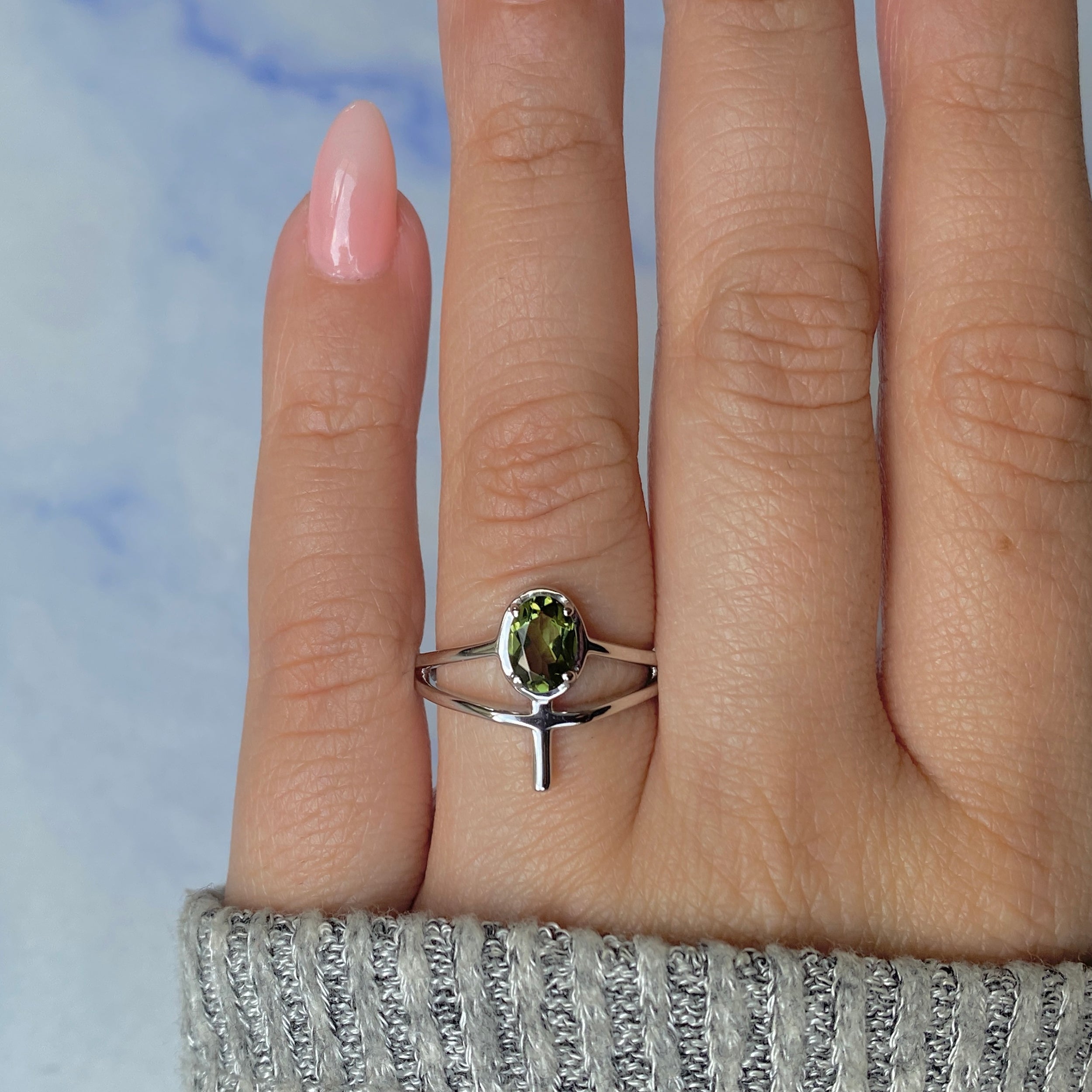 Moldavite Holy Cross Ring-(MLD-RDR-2148.)