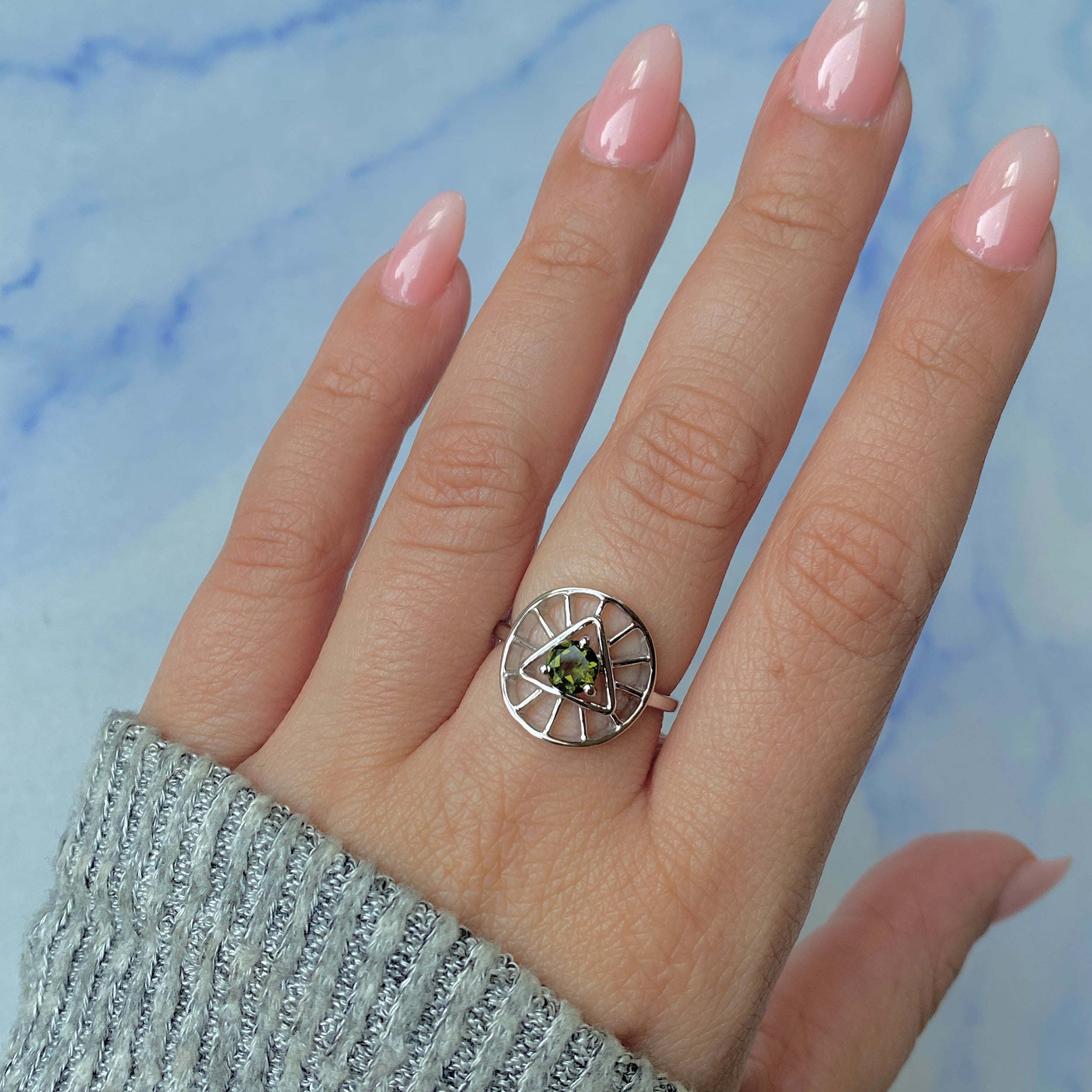 Moldavite Illuminati Ring-(MLD-RDR-2158.)