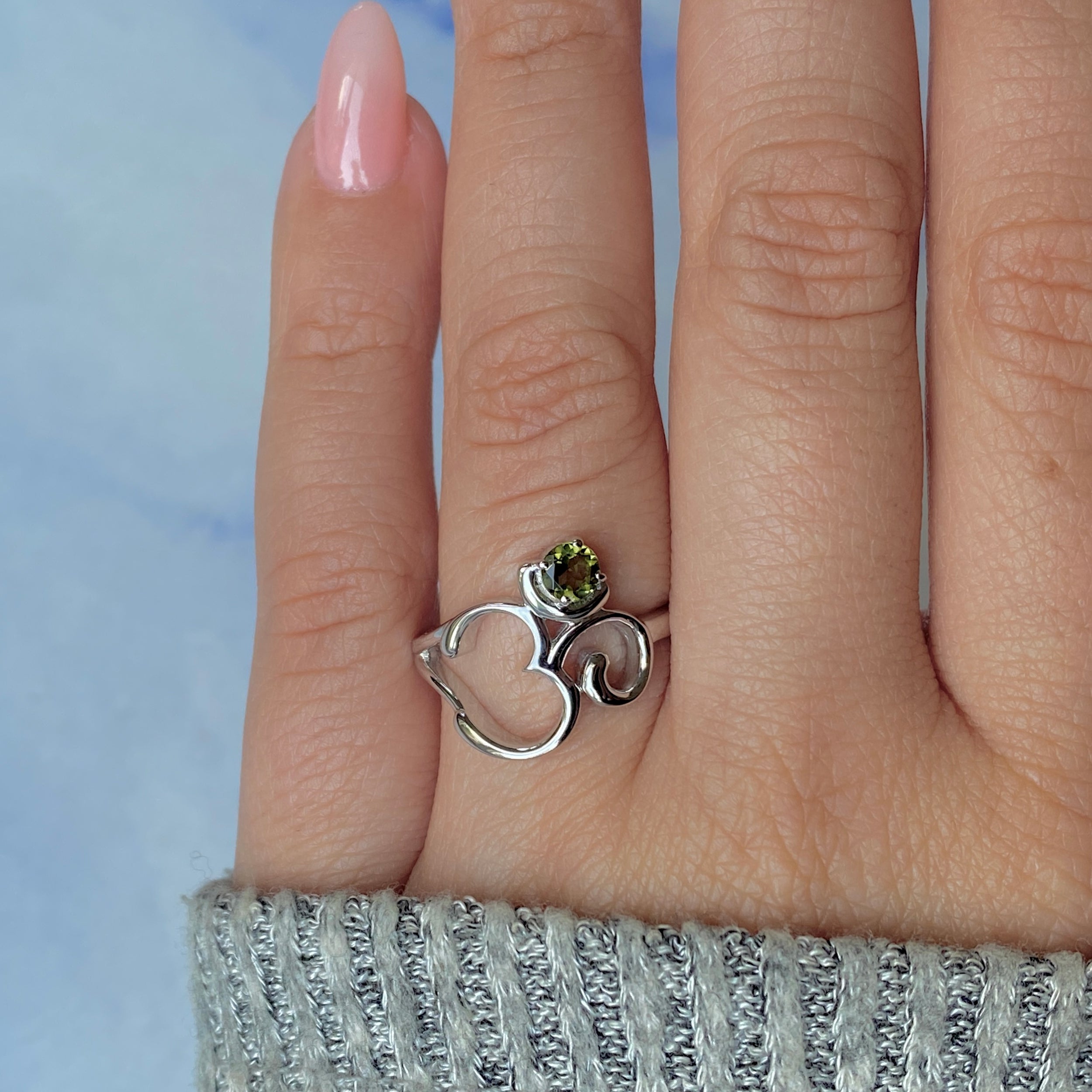 Moldavite OM Ring-(MLD-RDR-2165.)