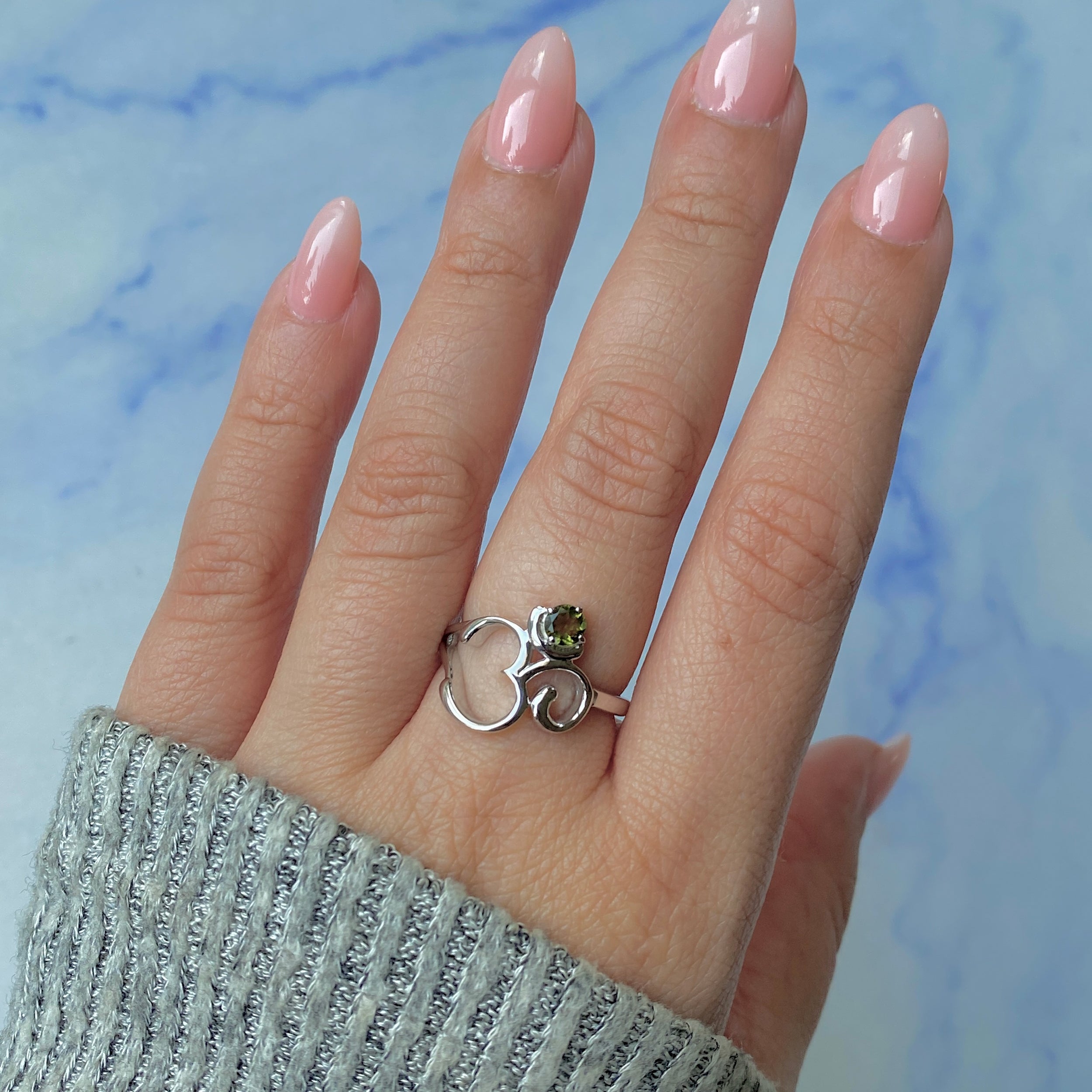 Moldavite OM Ring-(MLD-RDR-2165.)