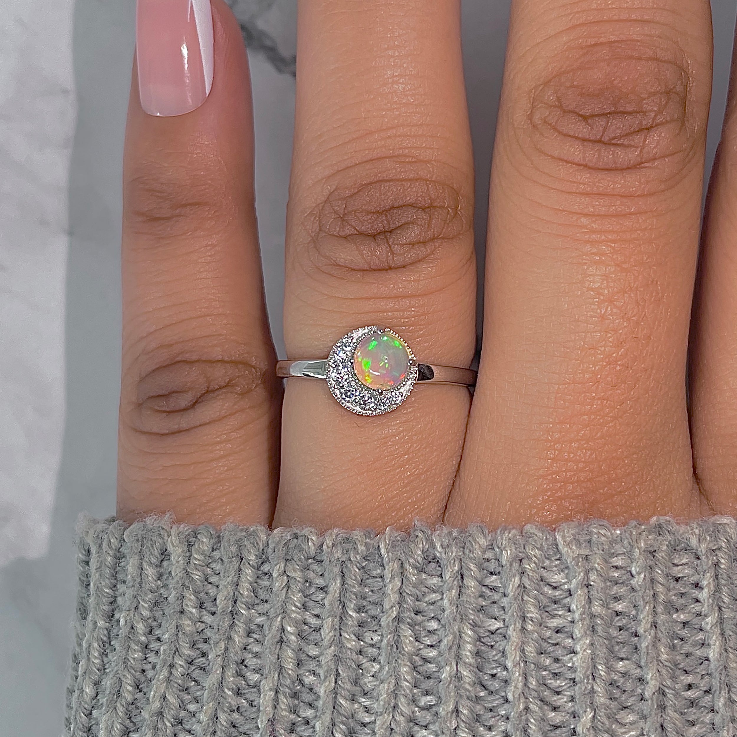 Opal & White Topaz Ring-(OPL-RDR-1746.)