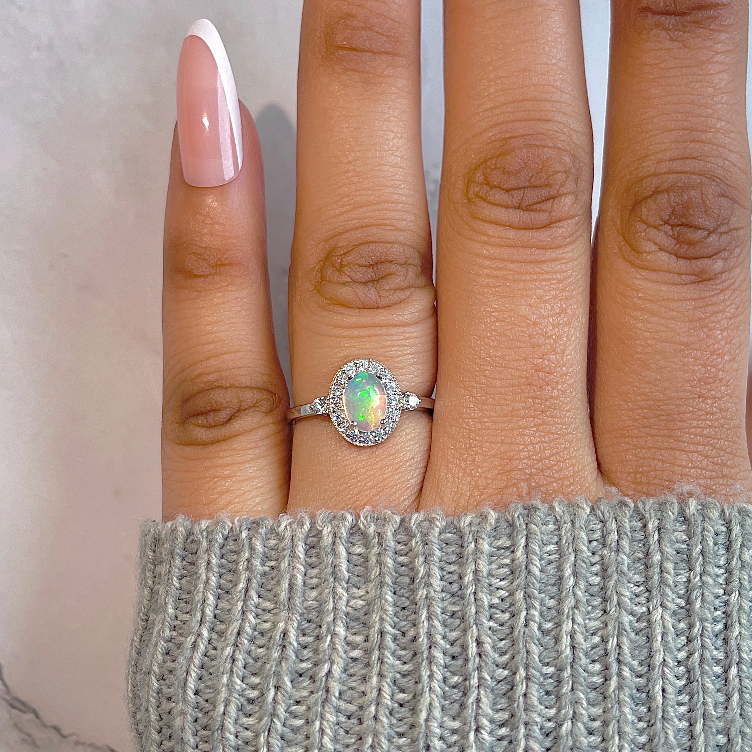 Opal & White Topaz Ring-(OPL-RDR-1792.)