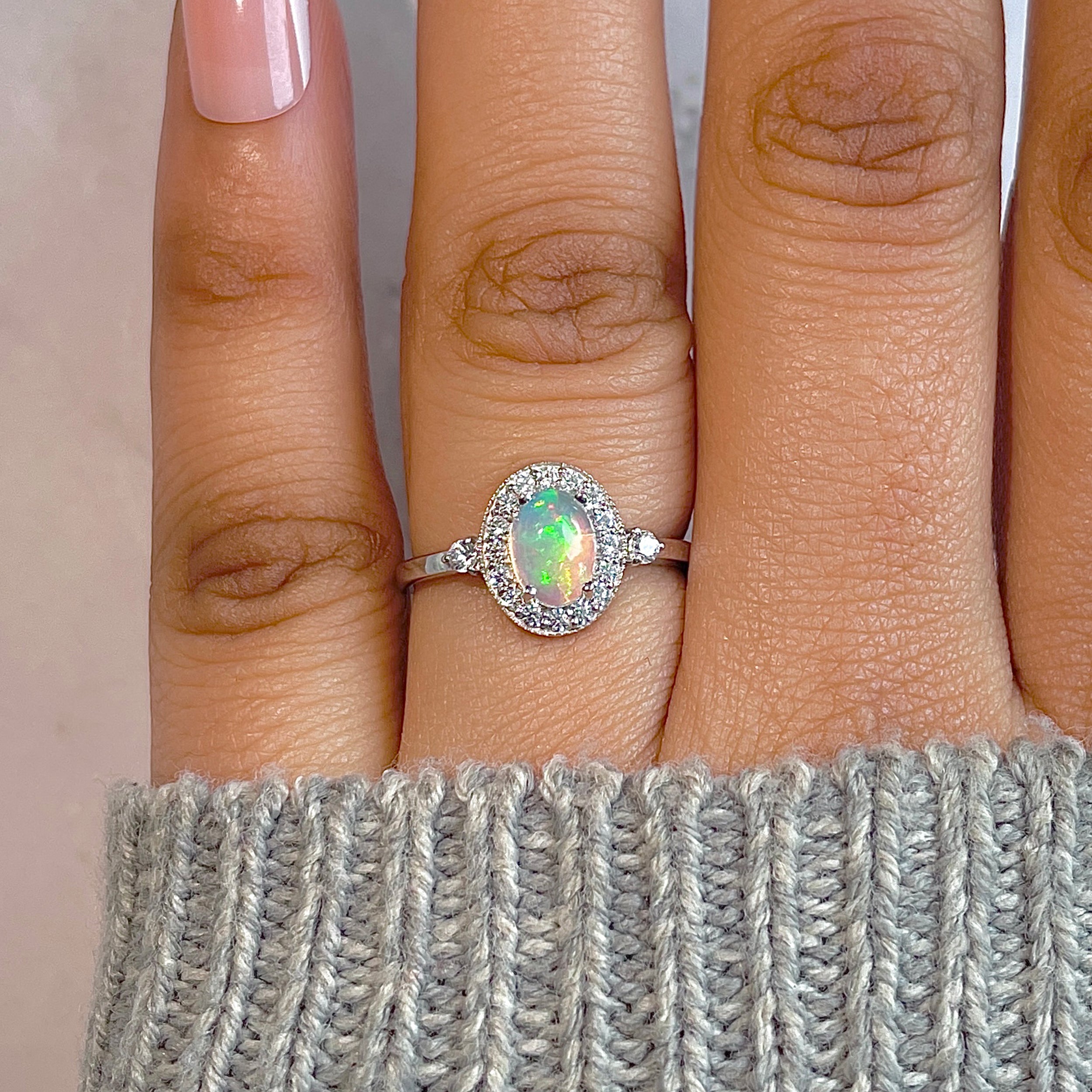 Opal & White Topaz Ring-(OPL-RDR-1792.)