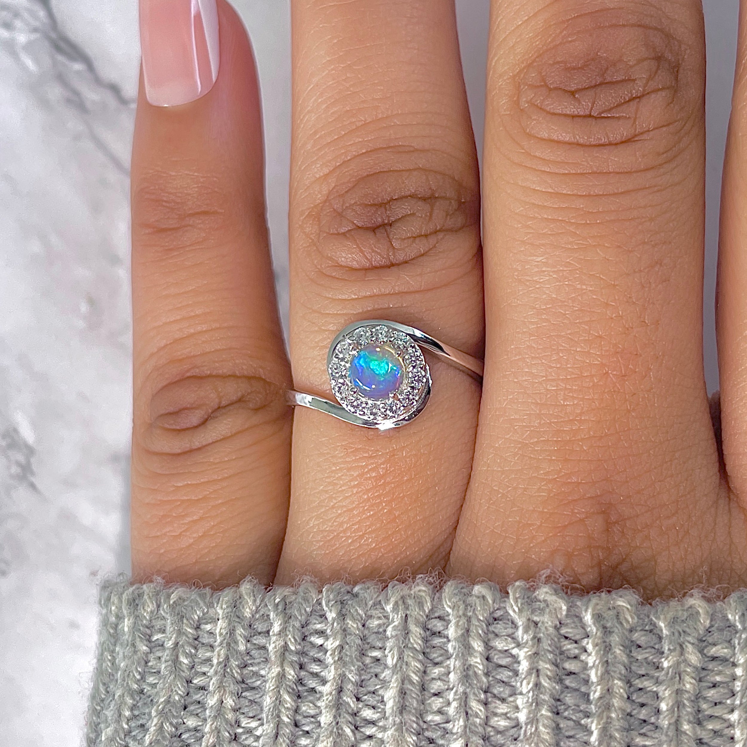 Opal & White Topaz Ring-(OPL-RDR-1801.)