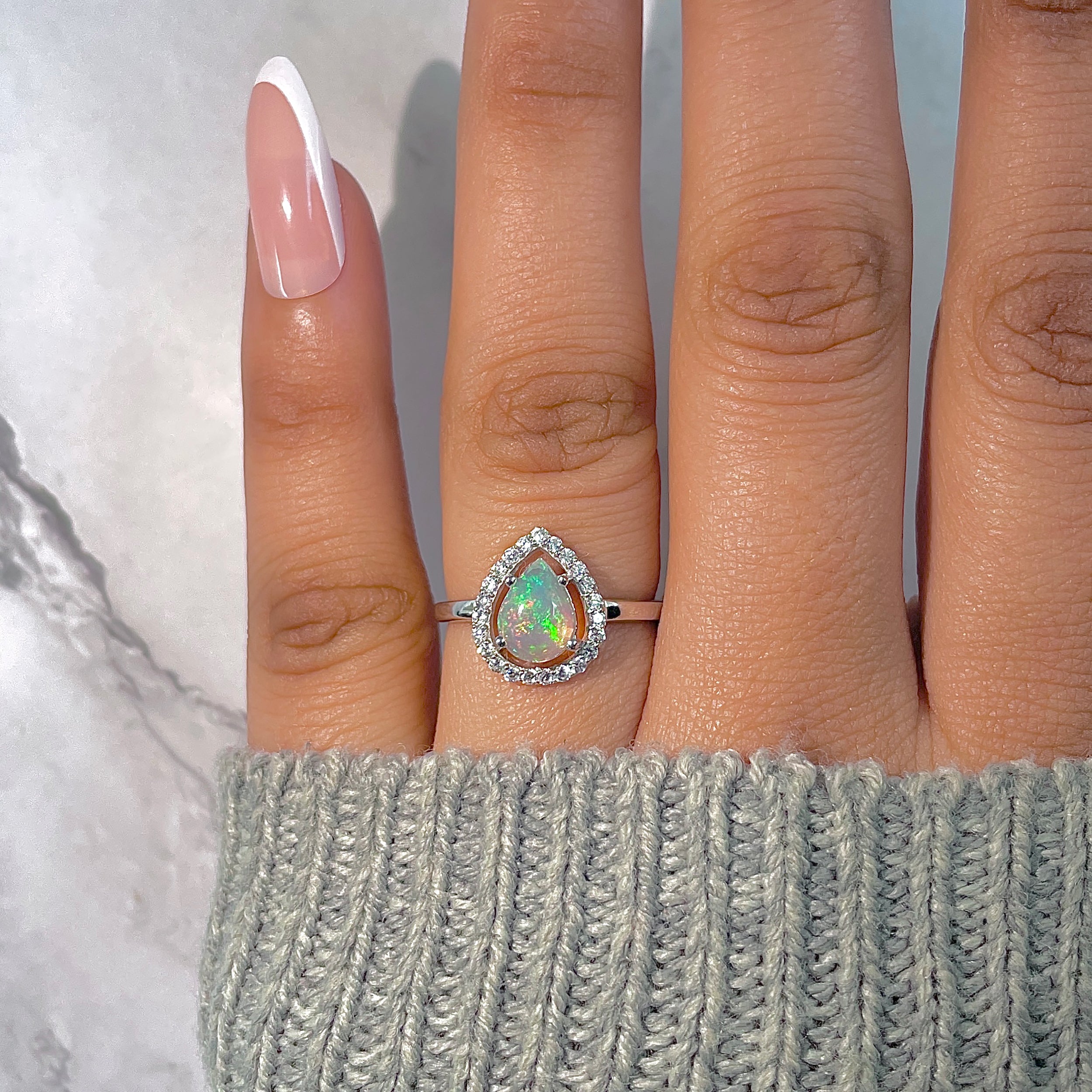 Opal & White Topaz Ring-(OPL-RDR-1803.)