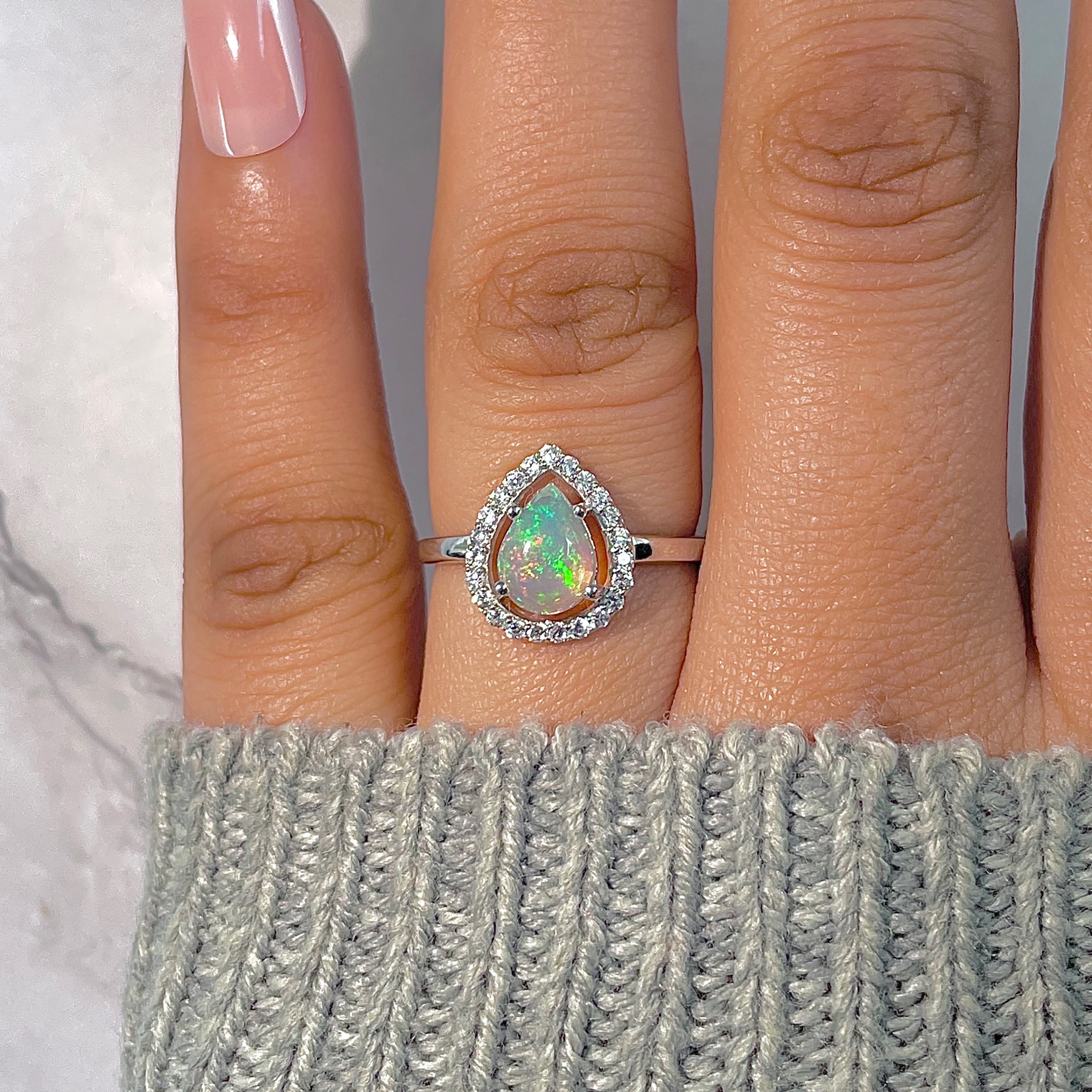 Opal & White Topaz Ring-(OPL-RDR-1803.)
