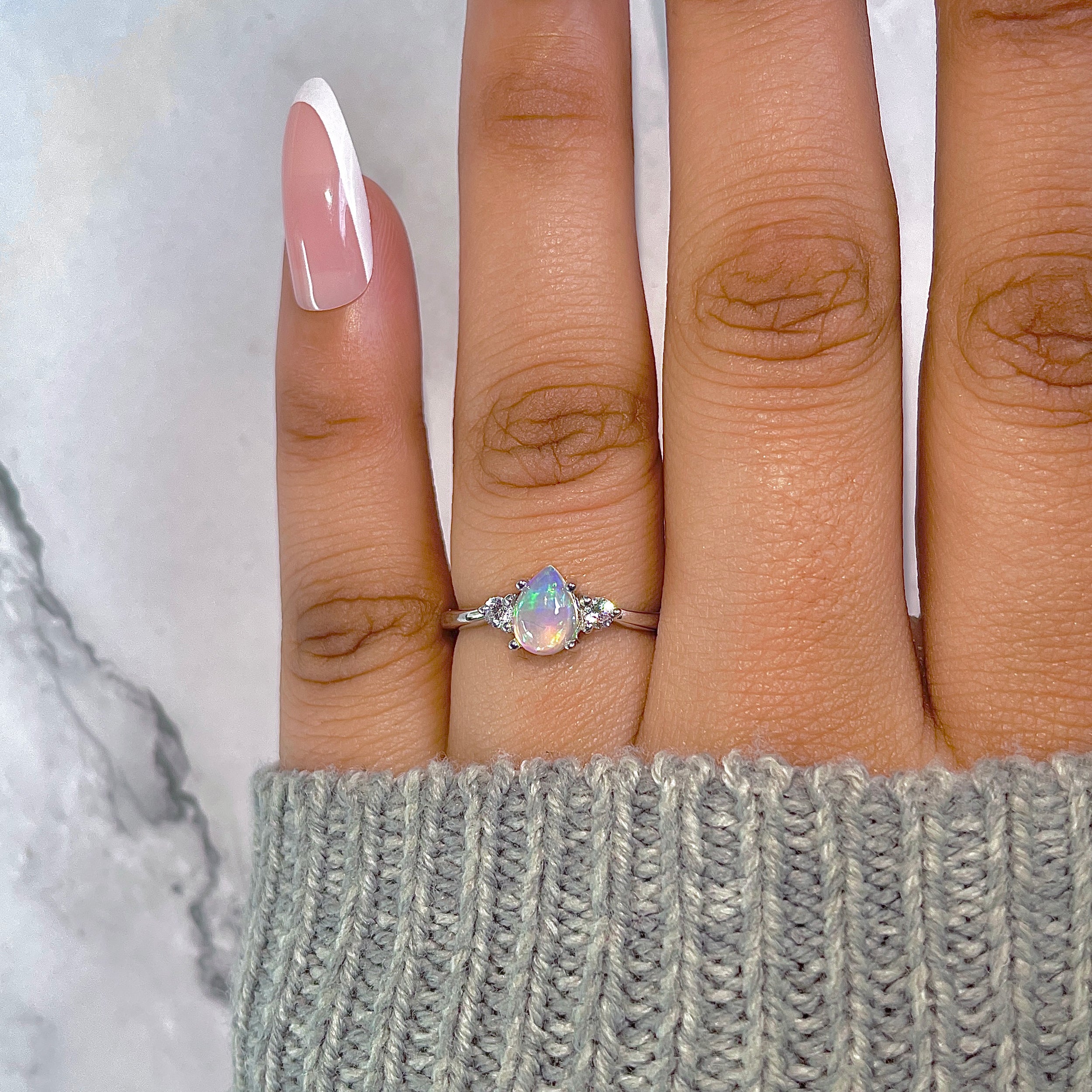 Opal & White Topaz Ring-(OPL-RDR-2213.)