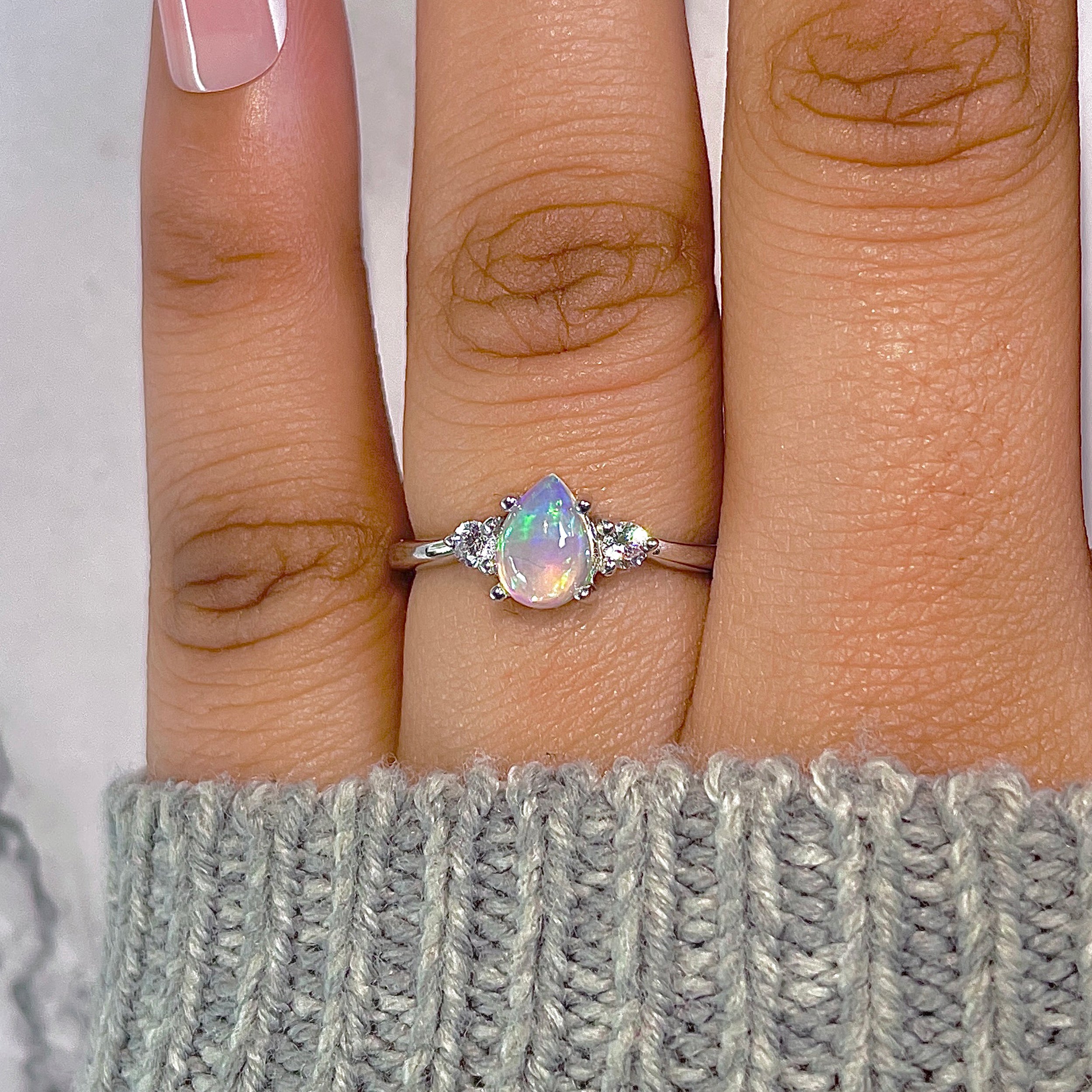 Opal & White Topaz Ring-(OPL-RDR-2213.)