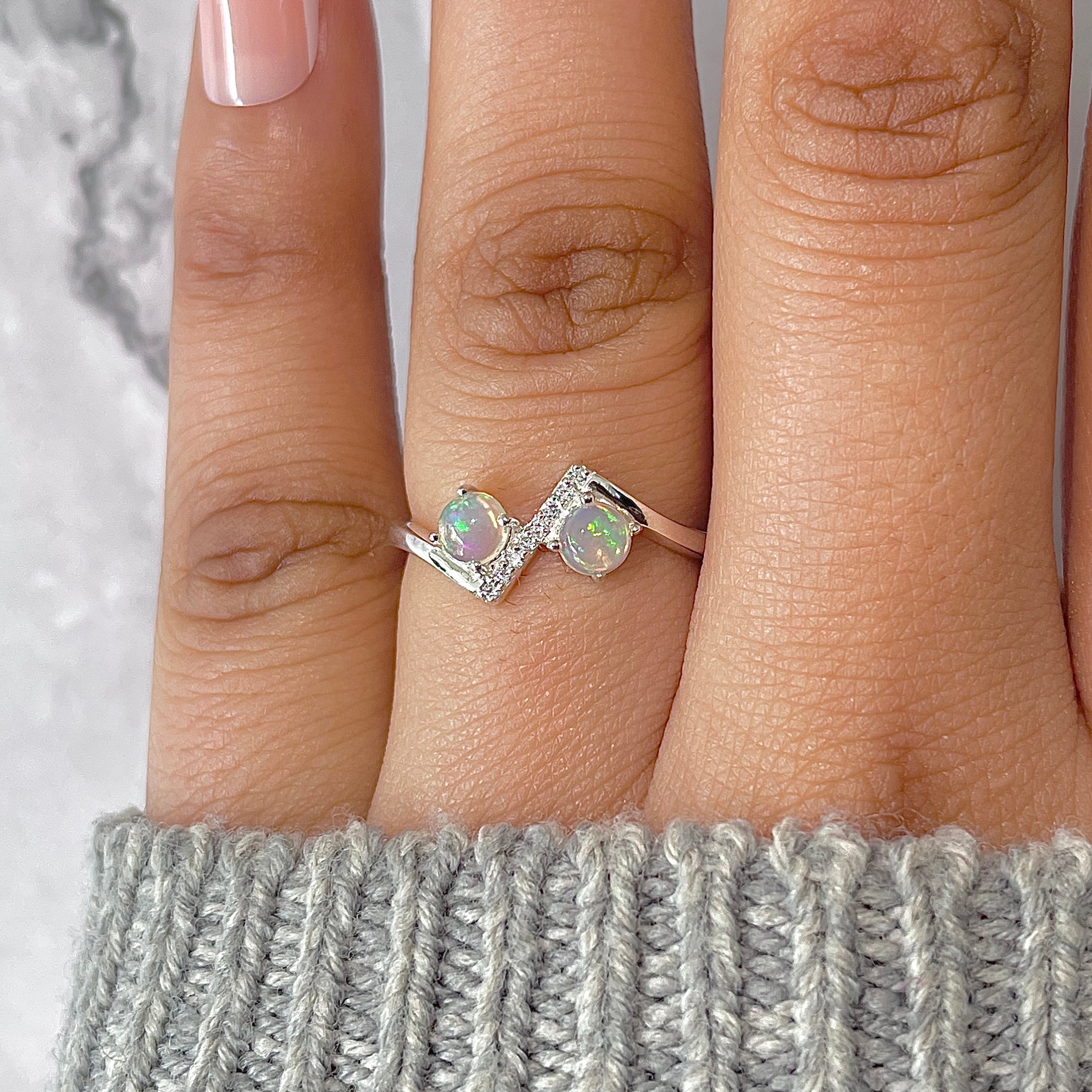 Opal & White Topaz Ring-(OPL-RDR-2295.)