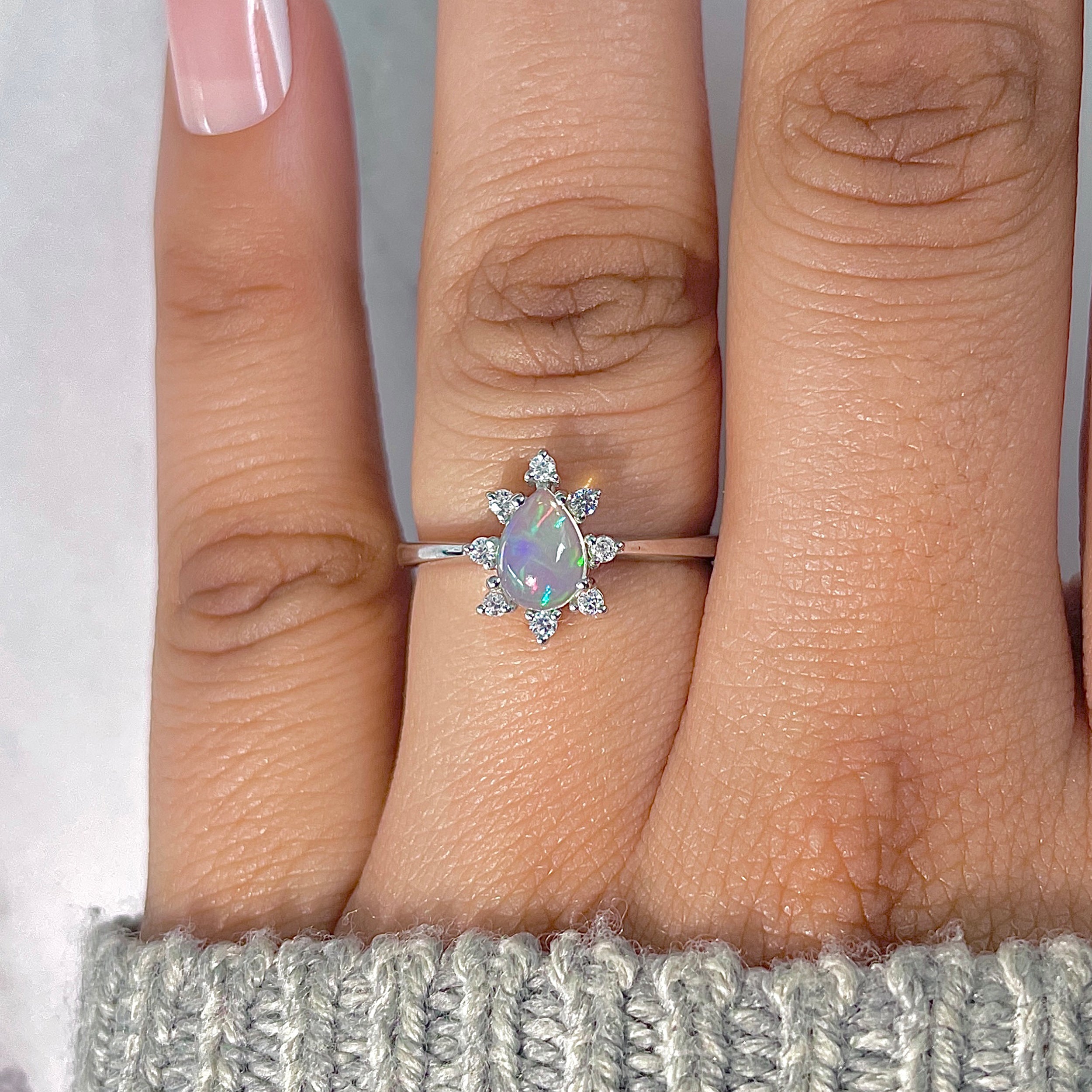Opal & White Topaz Ring-(OPL-RDR-2305.)
