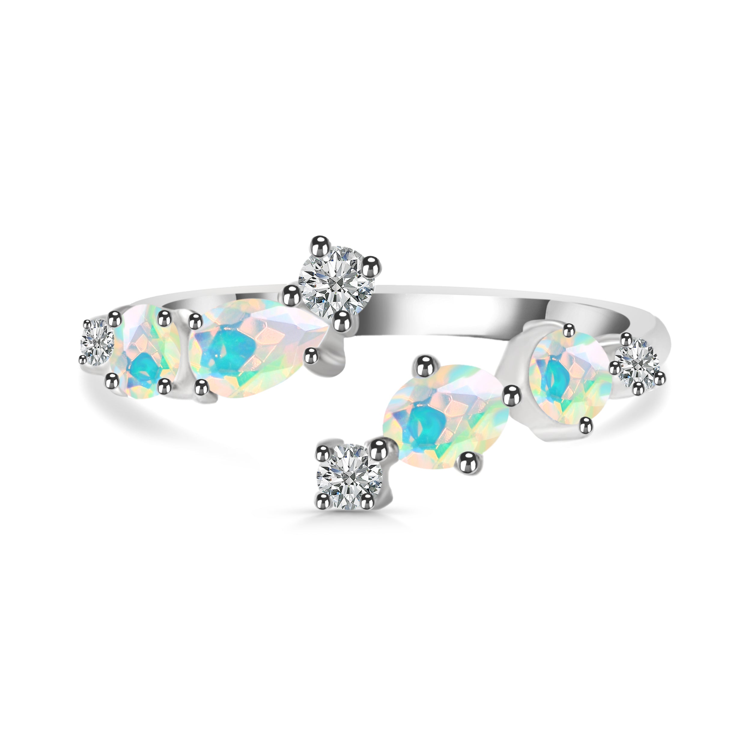 Opal & White Topaz Ring-(OPL-RDR-3524.)