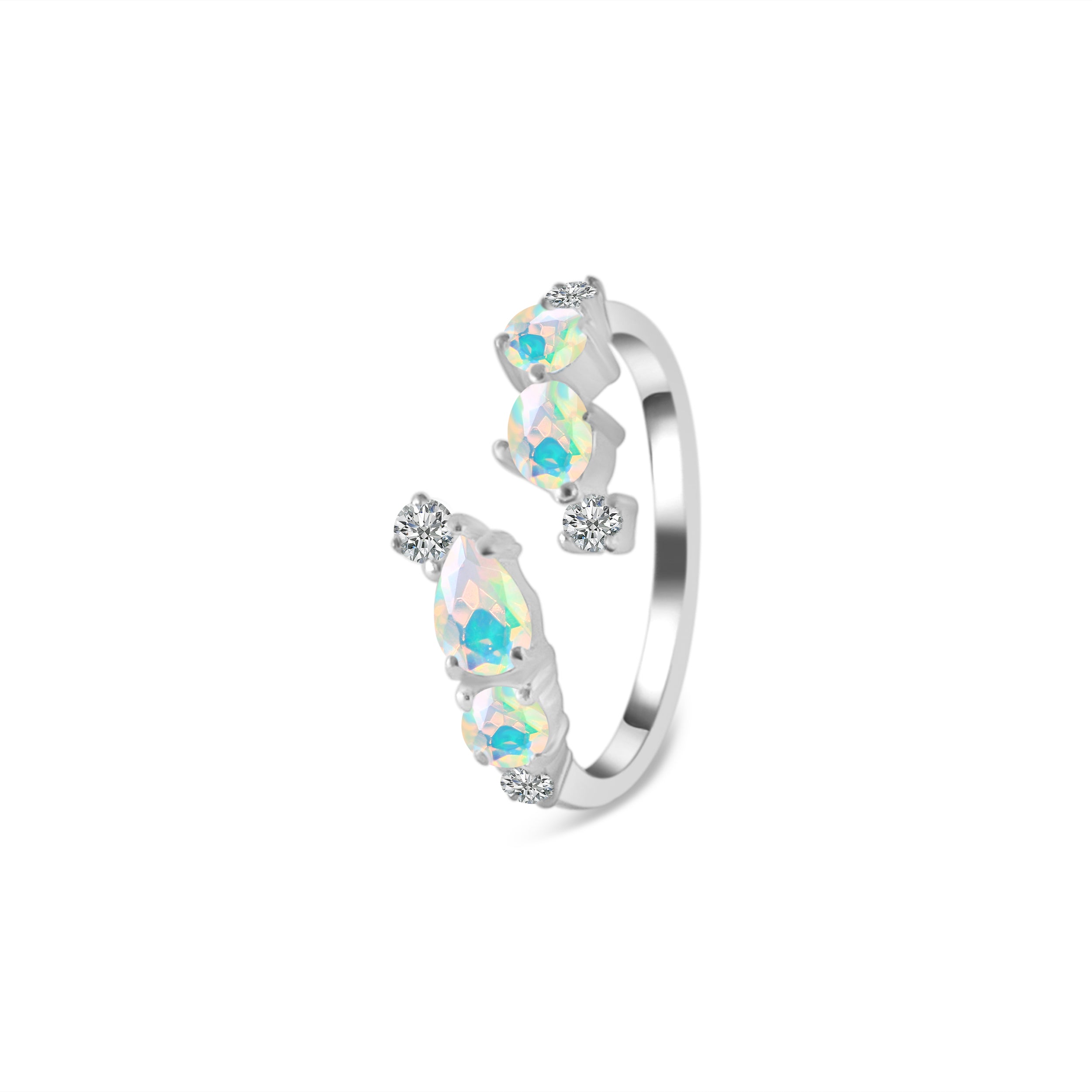 Opal & White Topaz Ring-(OPL-RDR-3524.)