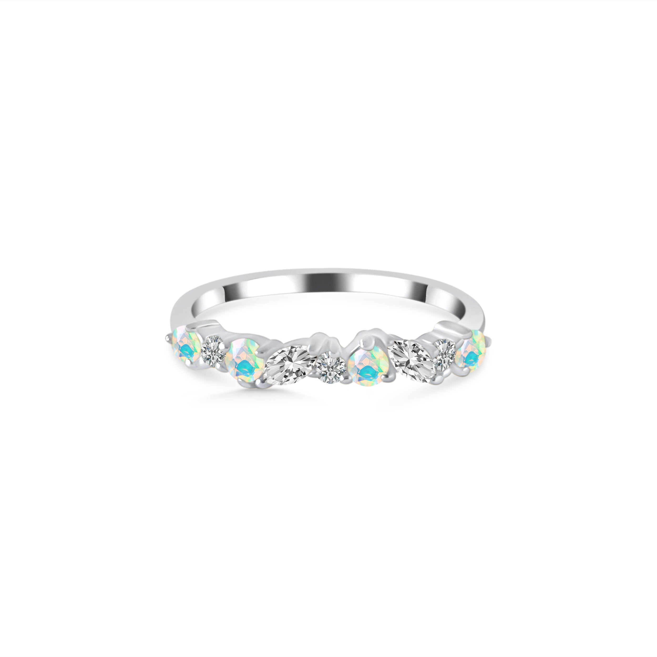 Opal & White Topaz Ring-(OPL-RDR-3551.)