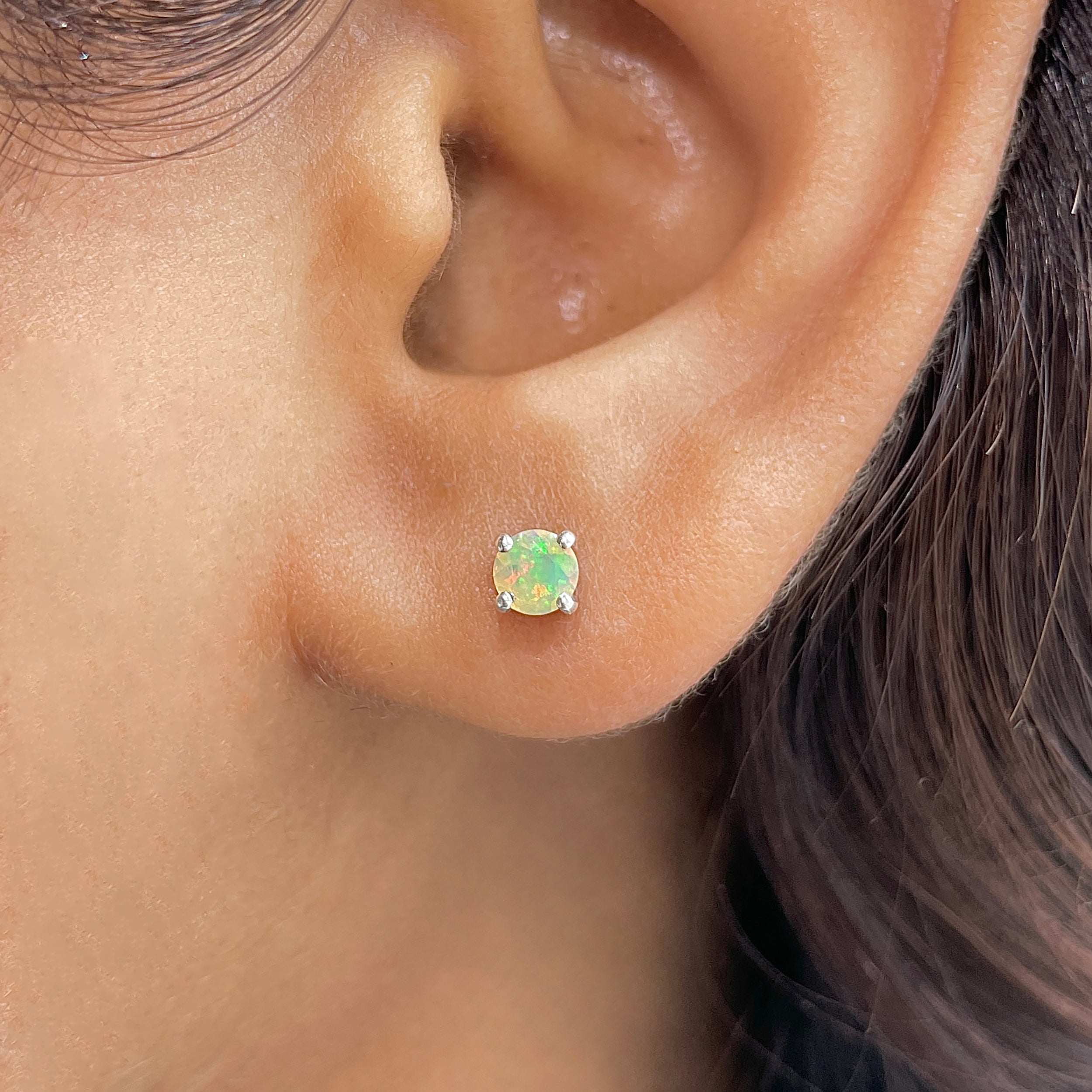 Opal Stud Earring-(OPL-RDE-1023.)