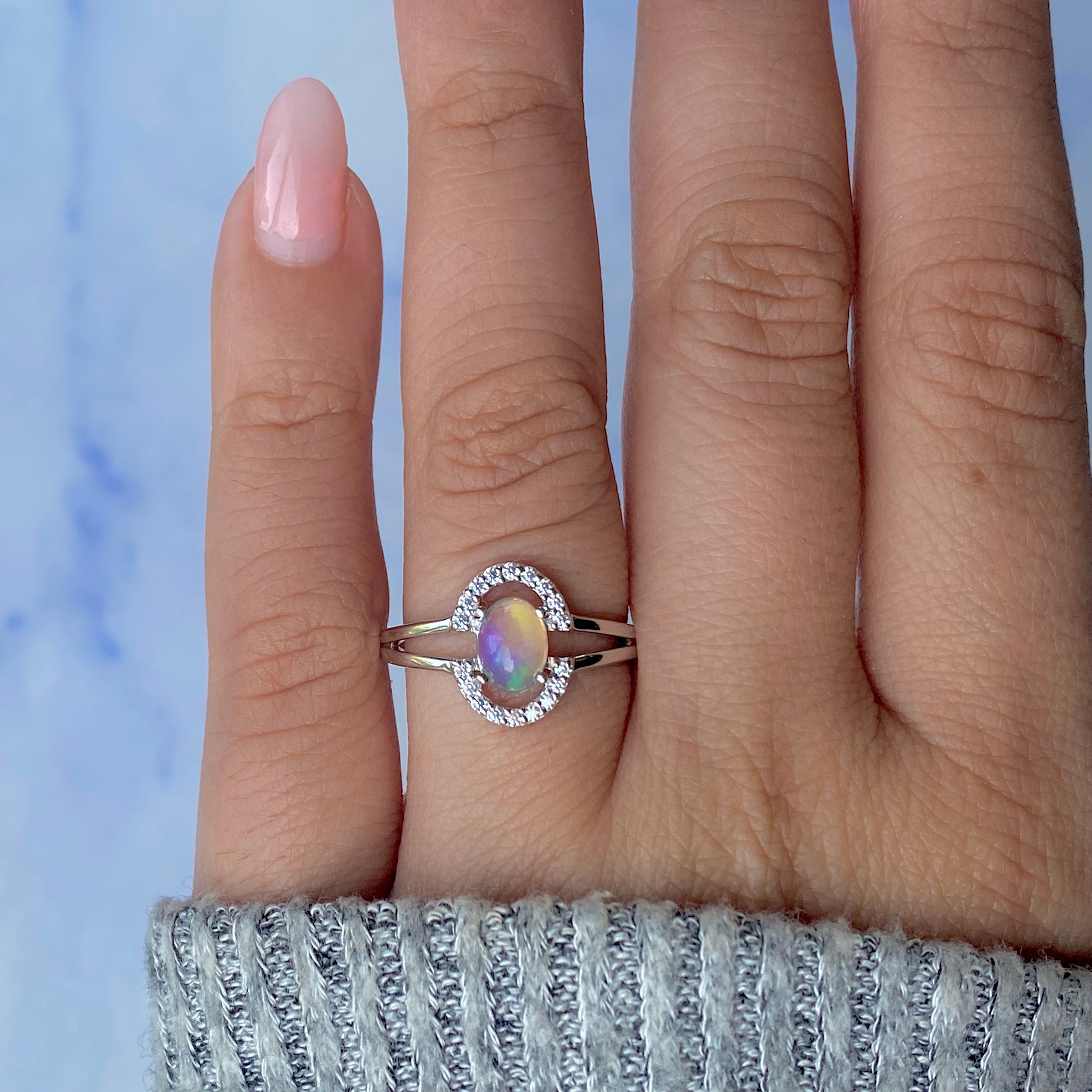 Opal & White Topaz Ring-(OPL-RDR-1802.)
