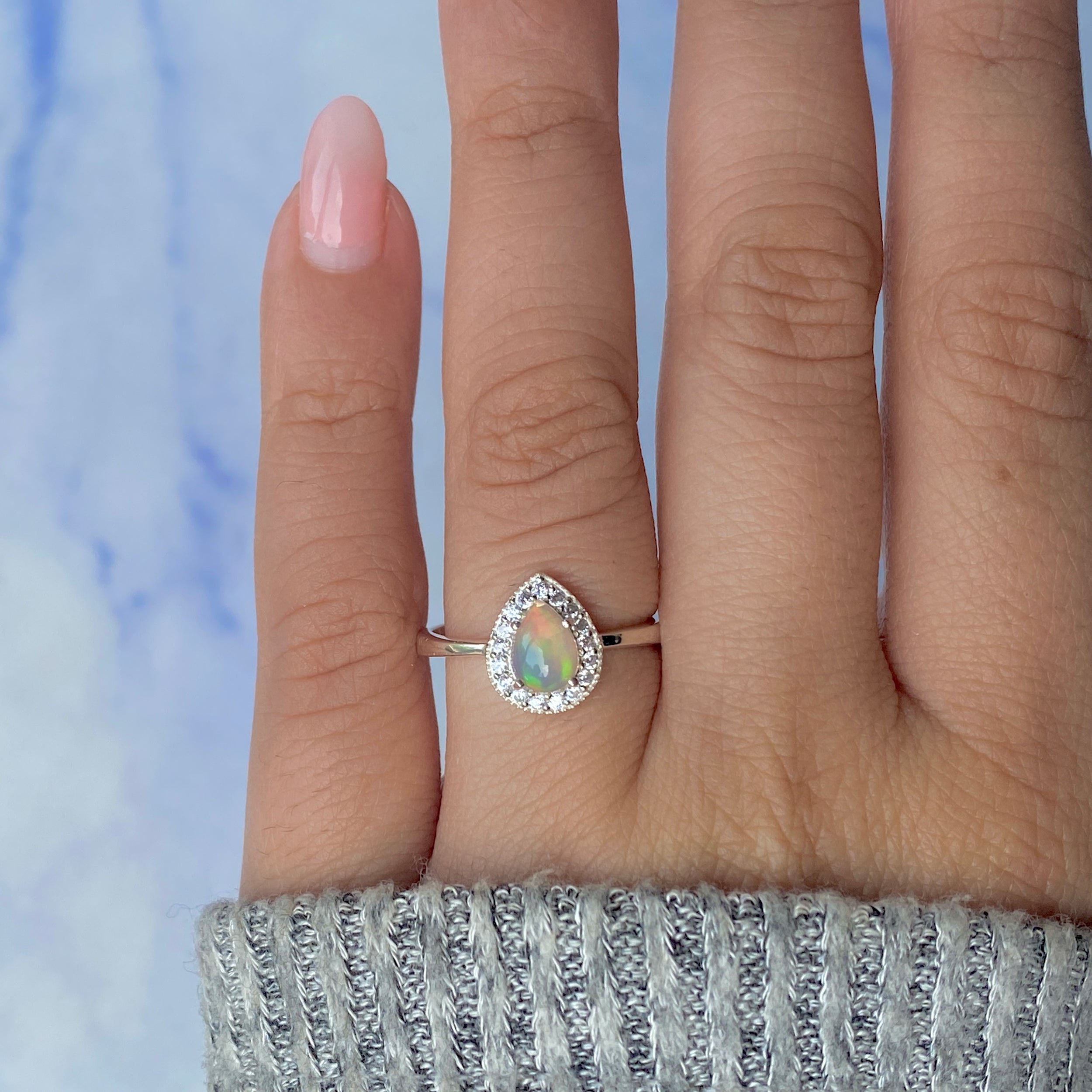 Opal & White Topaz Ring-(OPL-RDR-1804.)