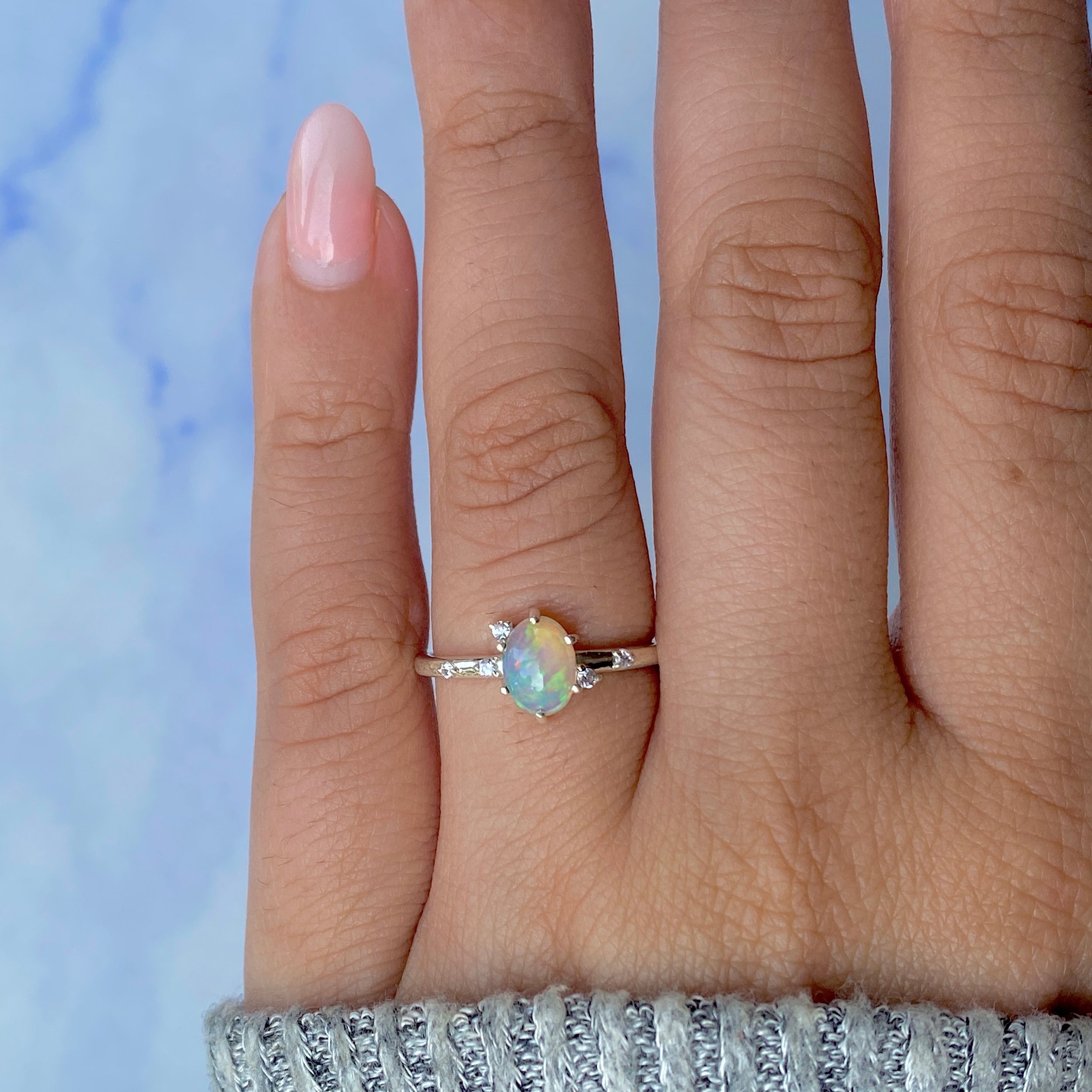 Opal & White Topaz Ring-(OPL-RDR-2273.)