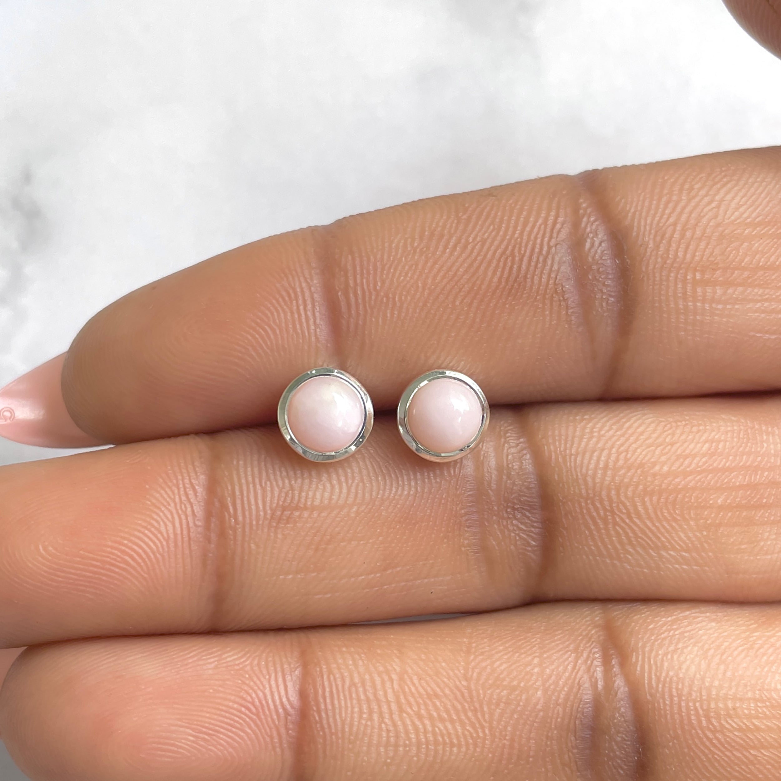Pink Opal Stud Earring-(PKO-RDE-1073.)