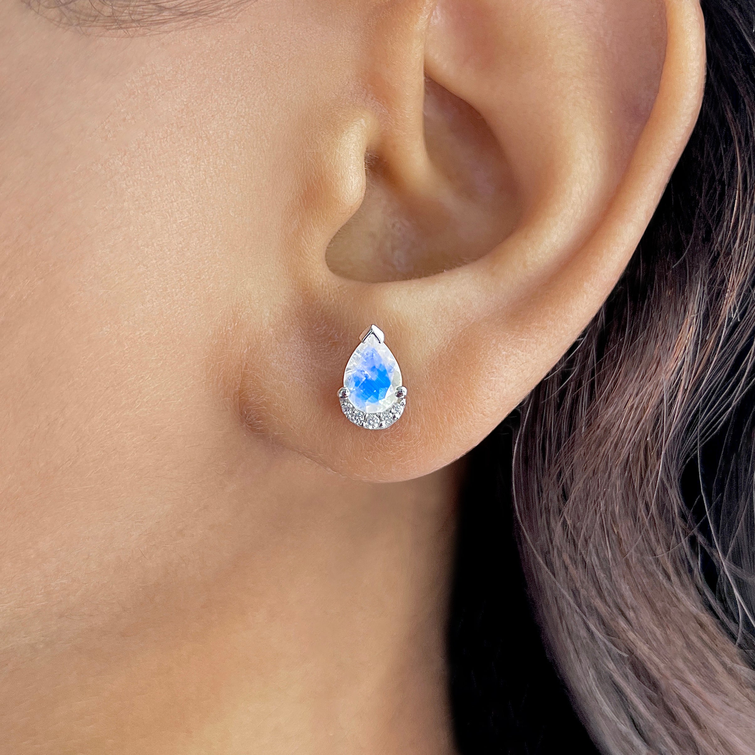 Moonstone & White Topaz Stud Earring-(RBM-RDE-1262.)