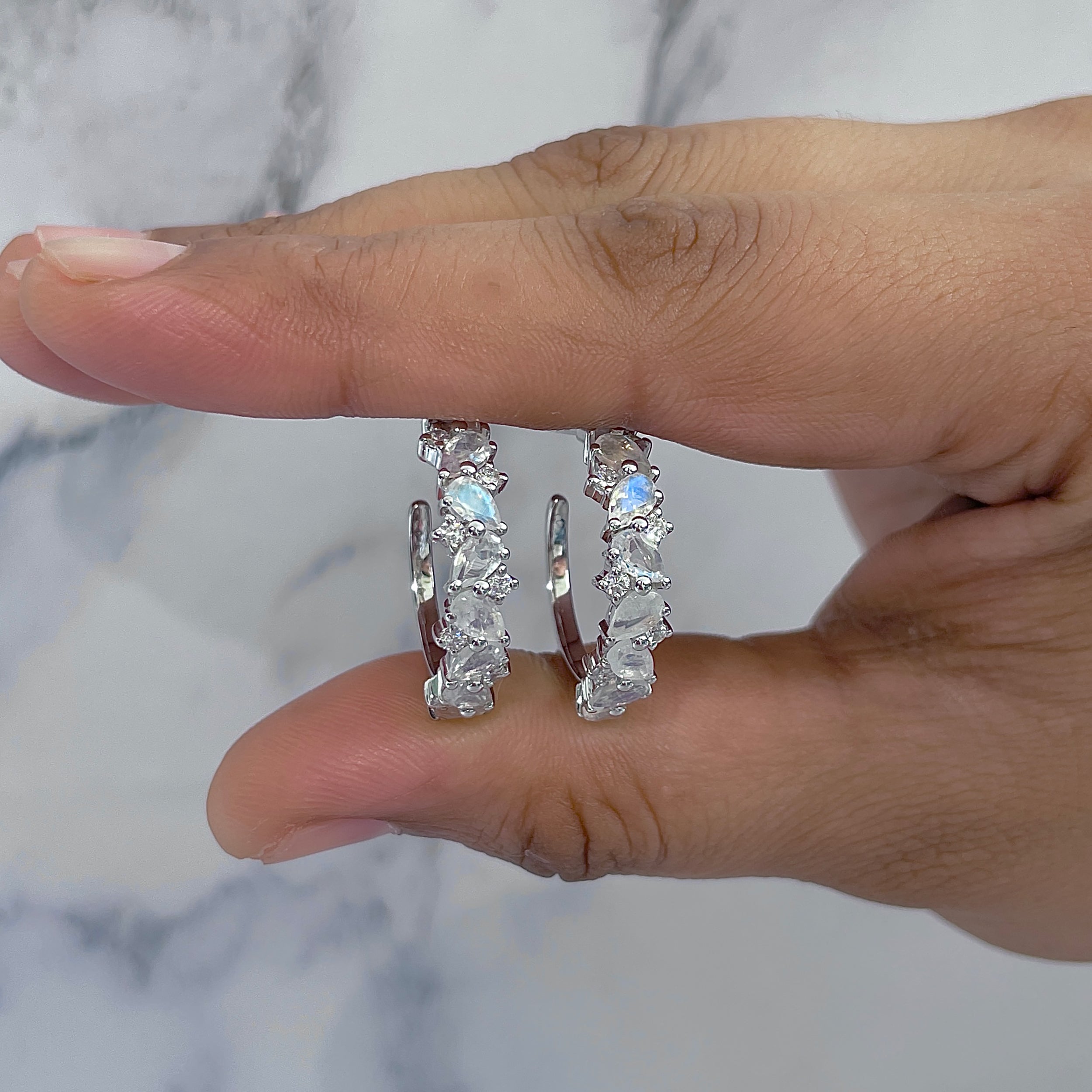 Moonstone Hoop Earring-(RBM-RDE-1278.)