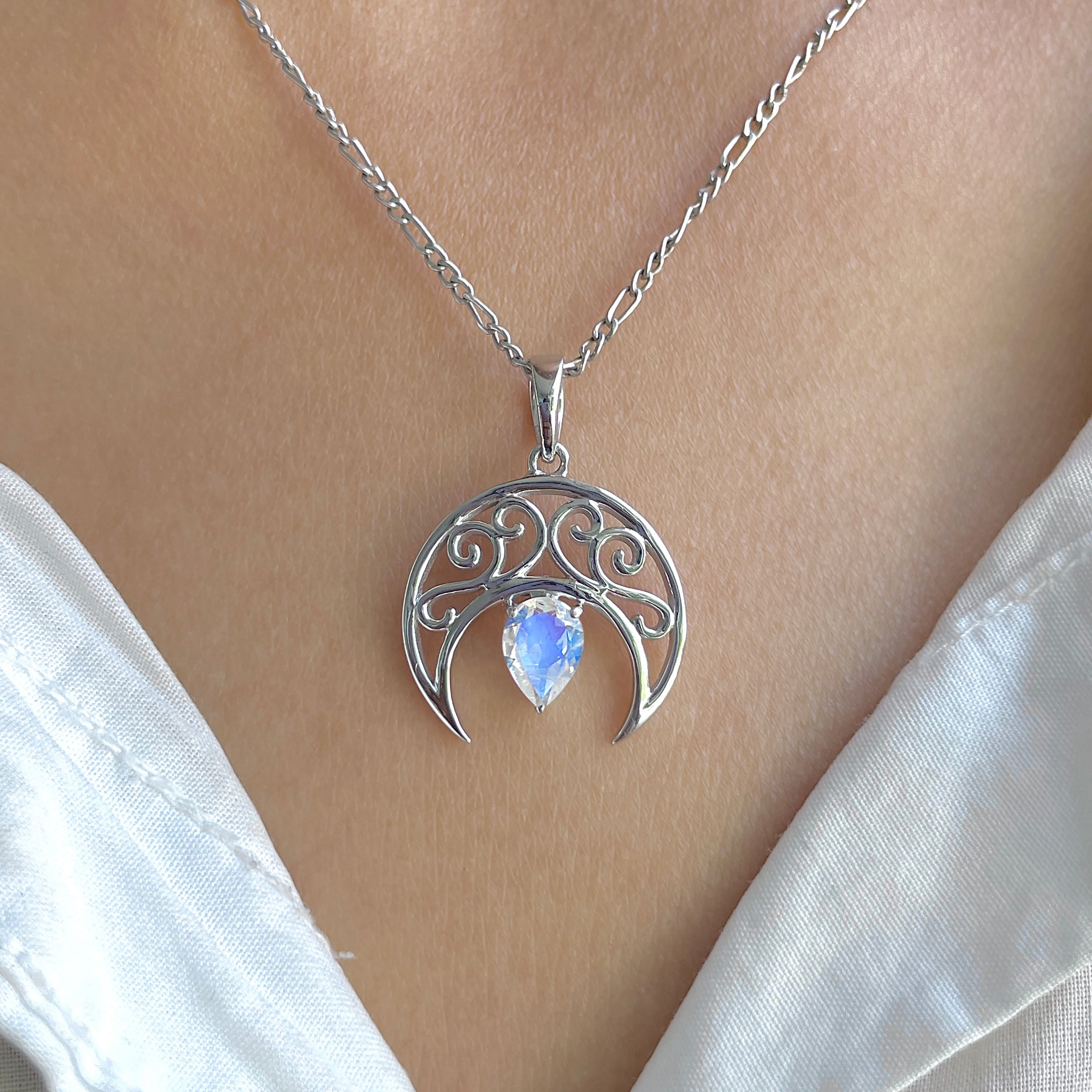 Moonstone Crescent Moon Pendant-(RBM-RDEP-890.)