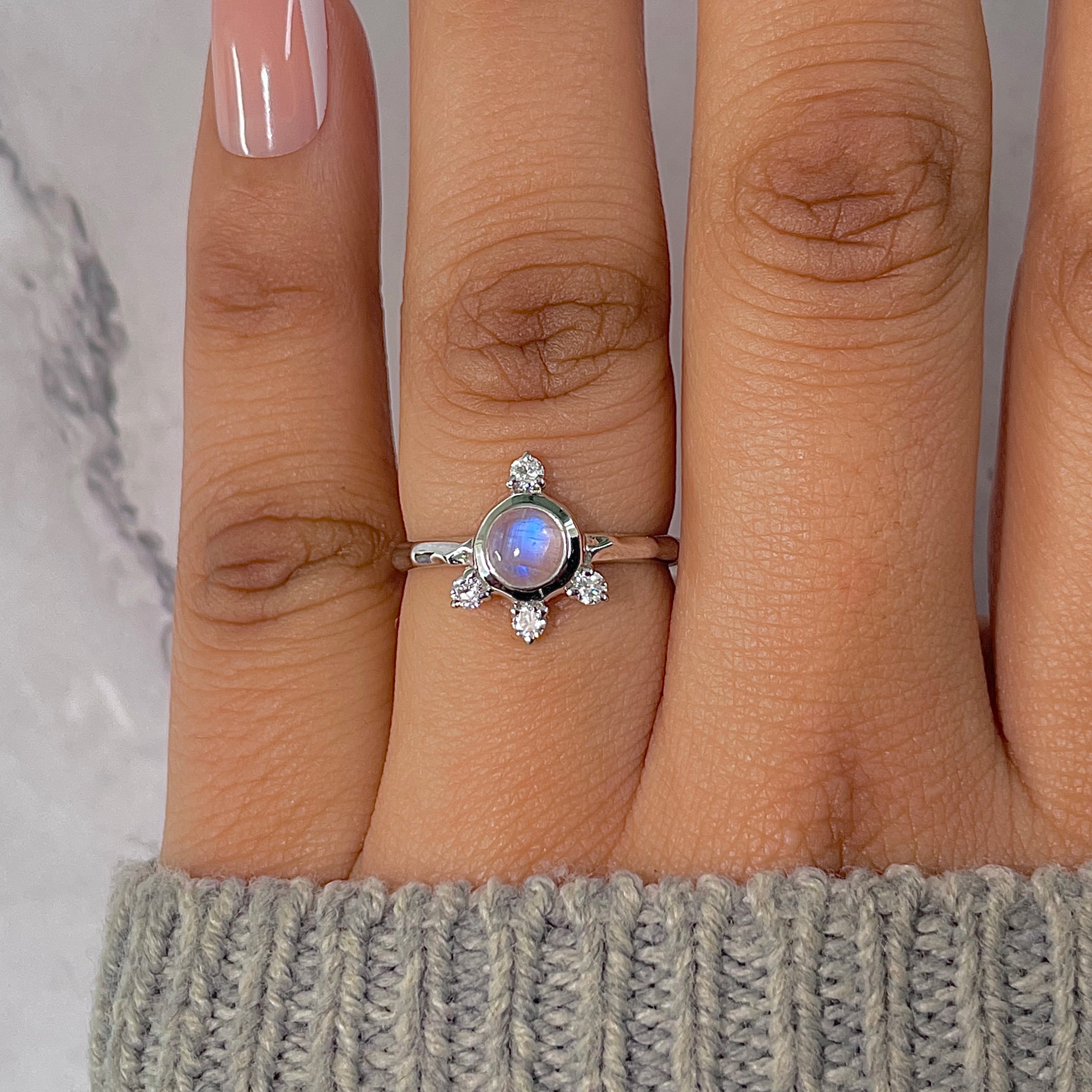 Moonstone & White Topaz Ring-(RBM-RDR-1619.)