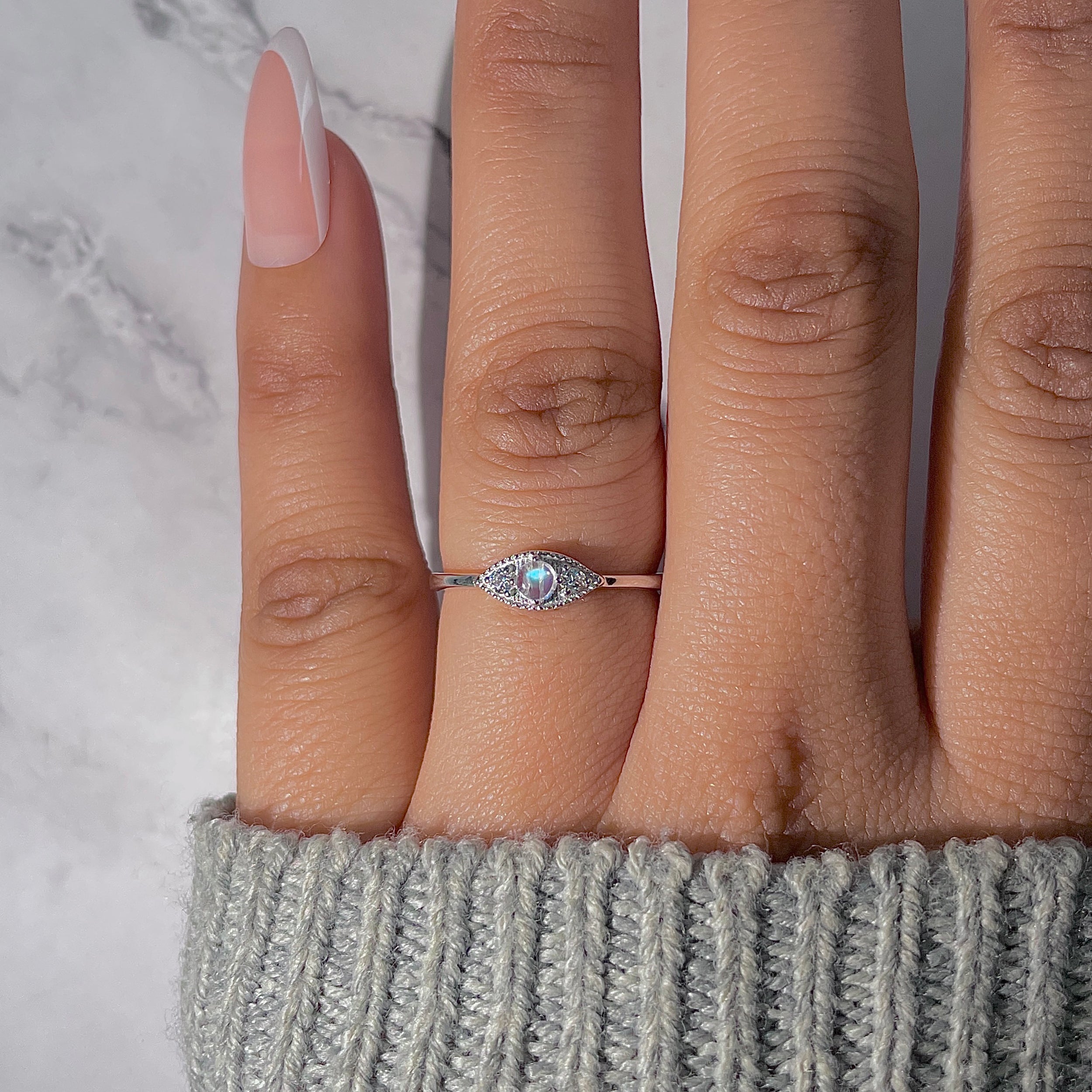 Moonstone & White Topaz Ring-(RBM-RDR-1662.)