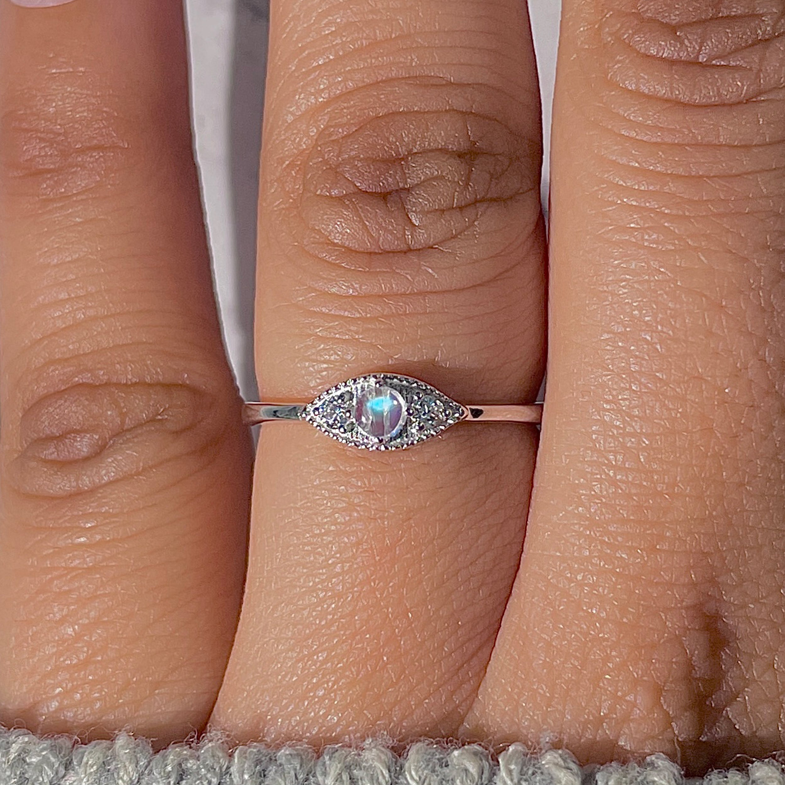 Moonstone & White Topaz Ring-(RBM-RDR-1662.)