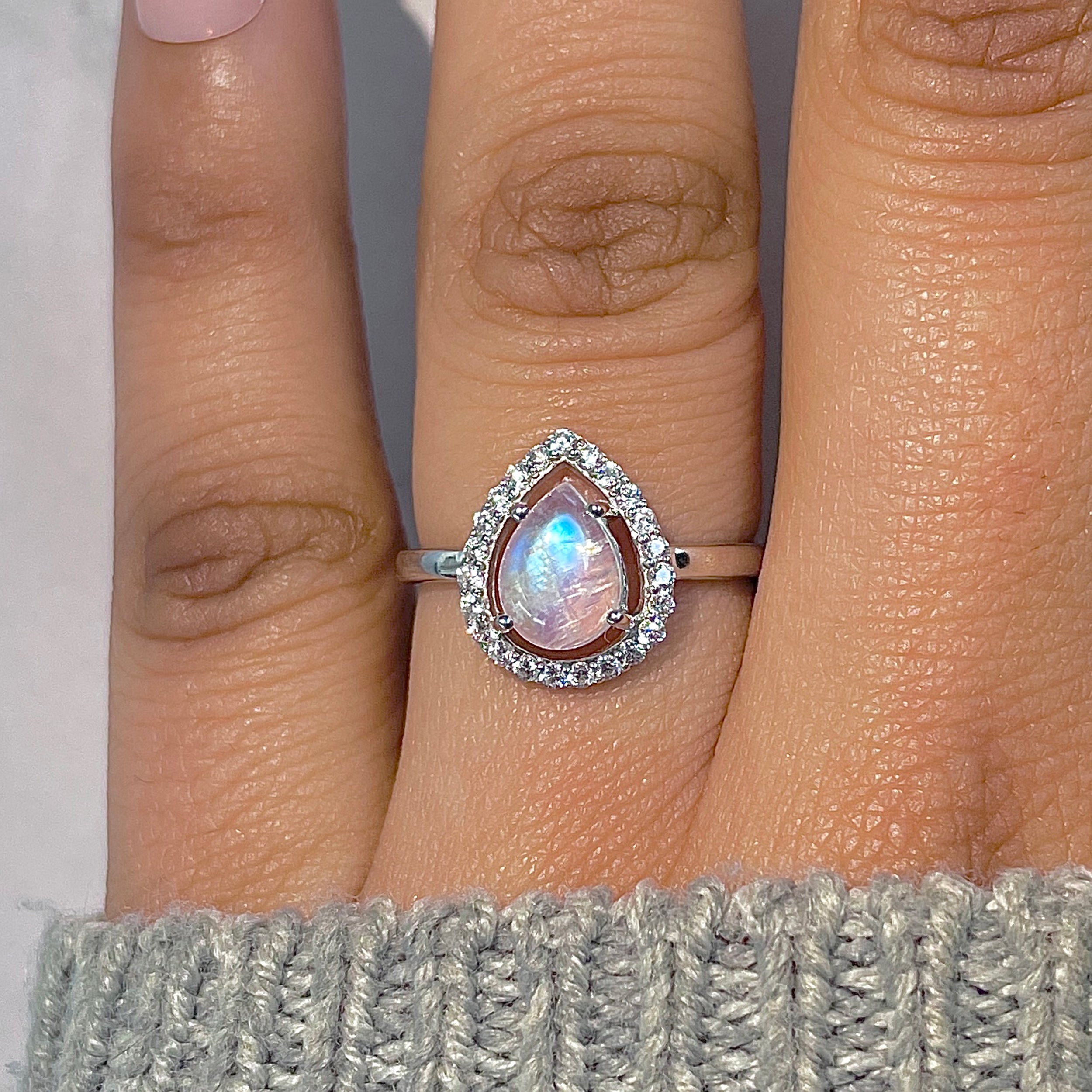 Moonstone & White Topaz Ring-(RBM-RDR-1803.)