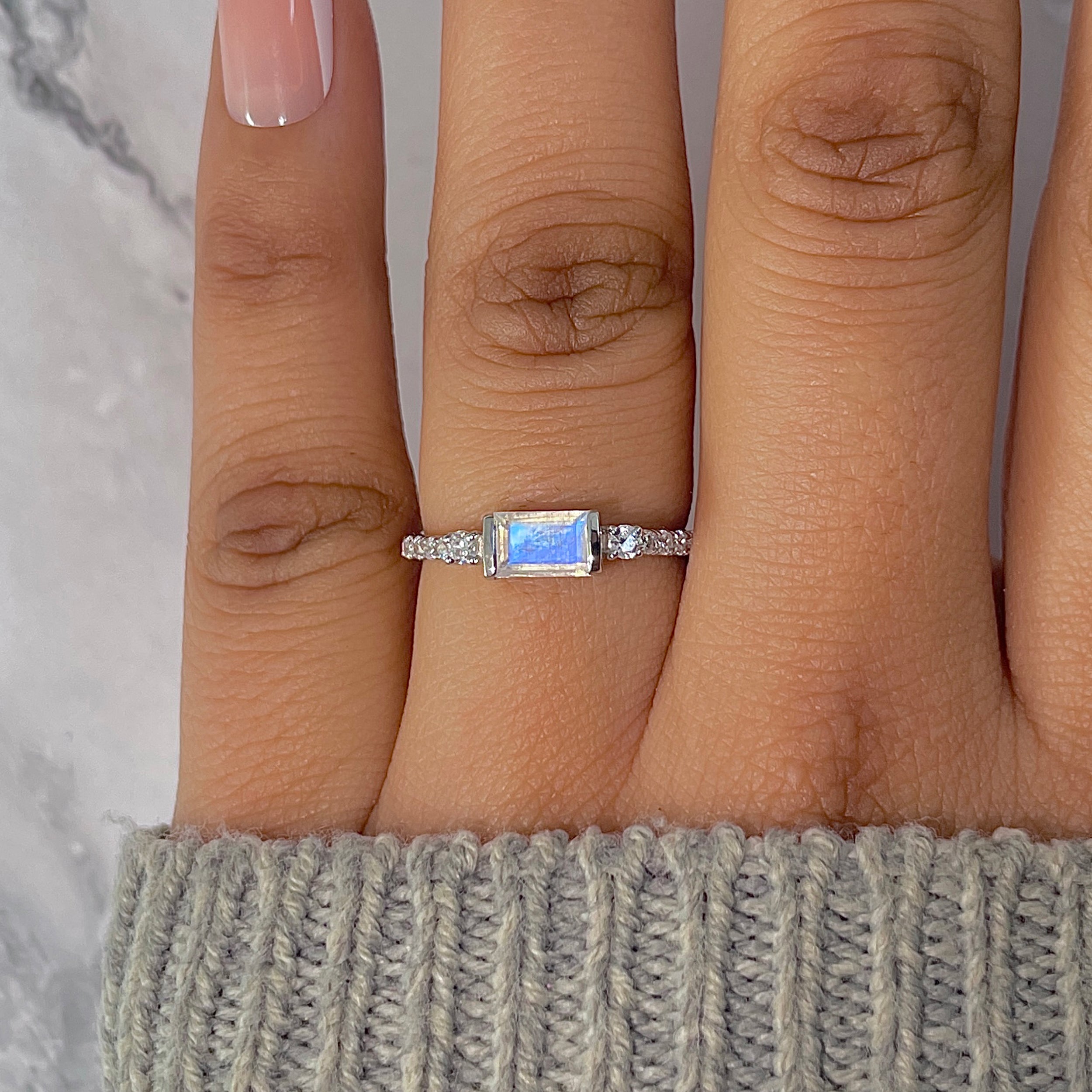 Moonstone & White Topaz Ring-(RBM-RDR-2186.)