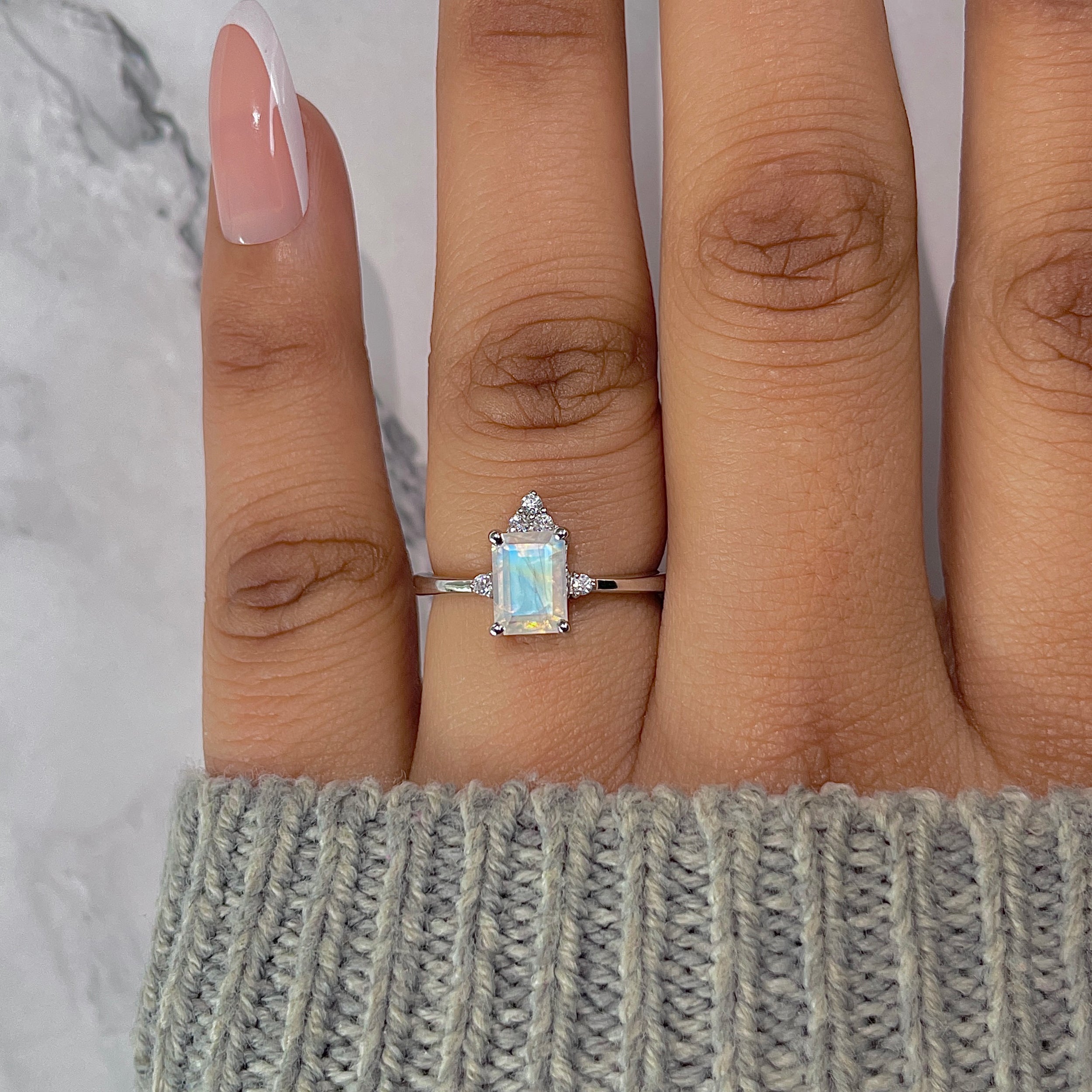 Moonstone & White Topaz Ring-(RBM-RDR-2194.)