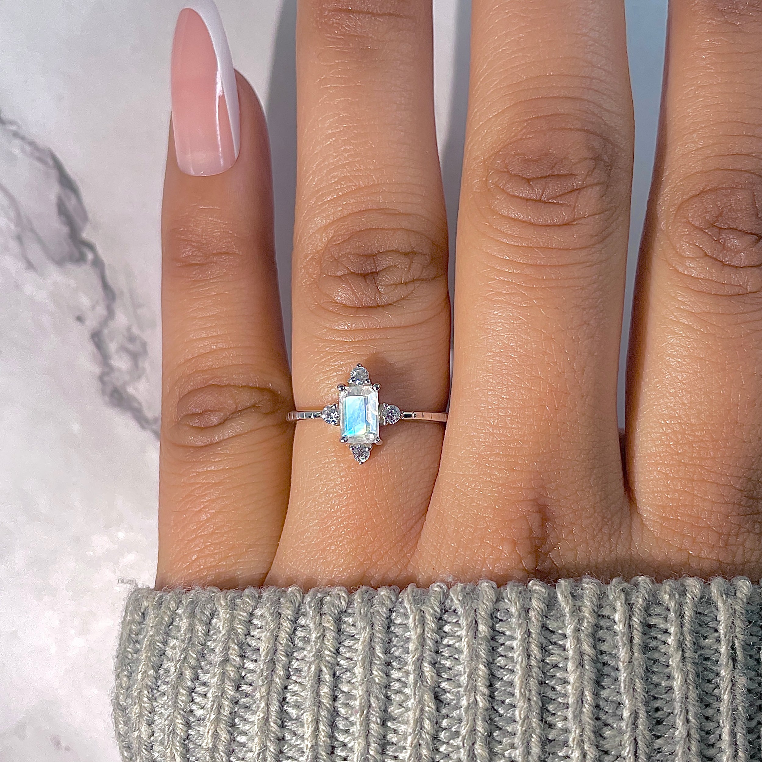 Moonstone & White Topaz Ring-(RBM-RDR-2210.)