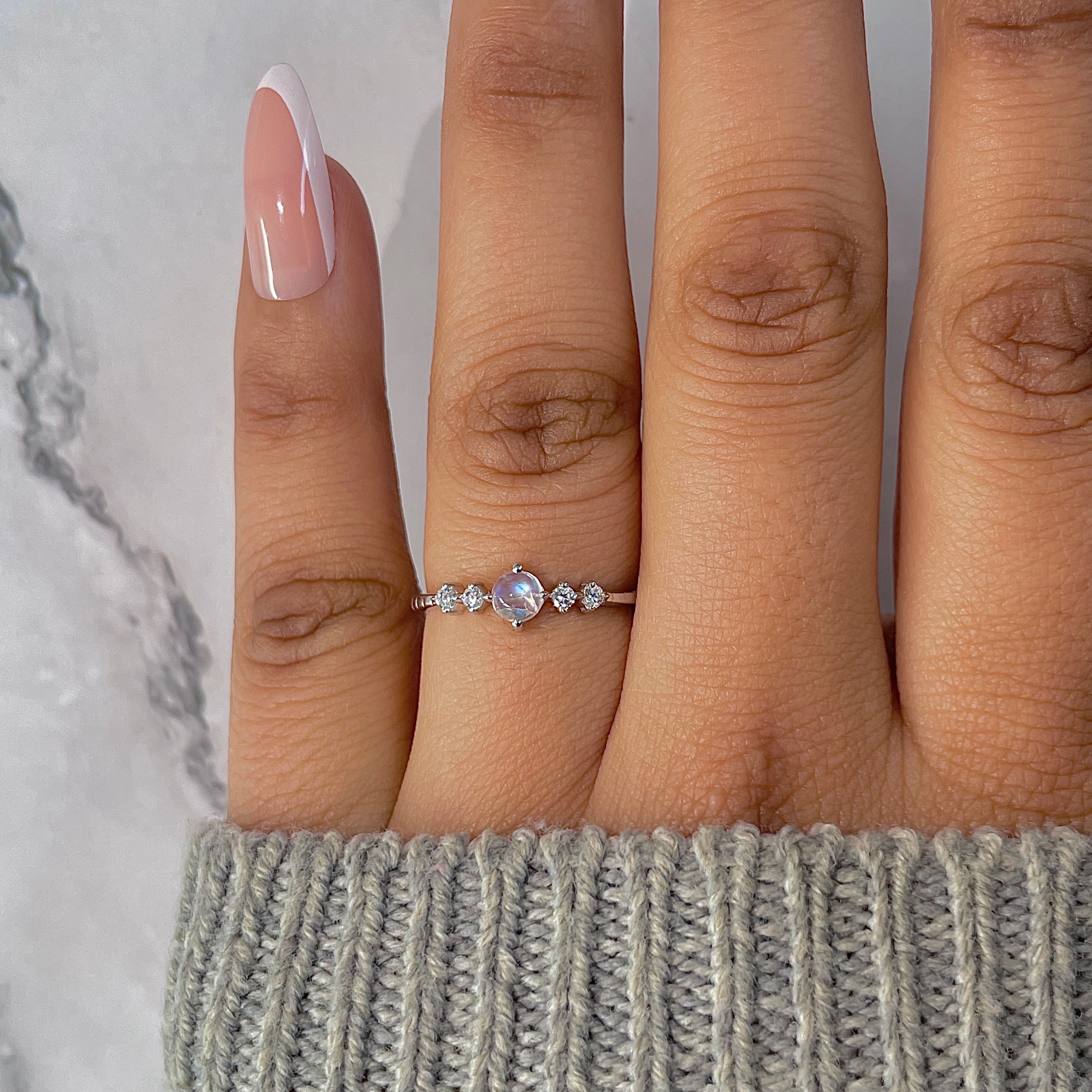 Moonstone & White Topaz Ring-(RBM-RDR-2211.)