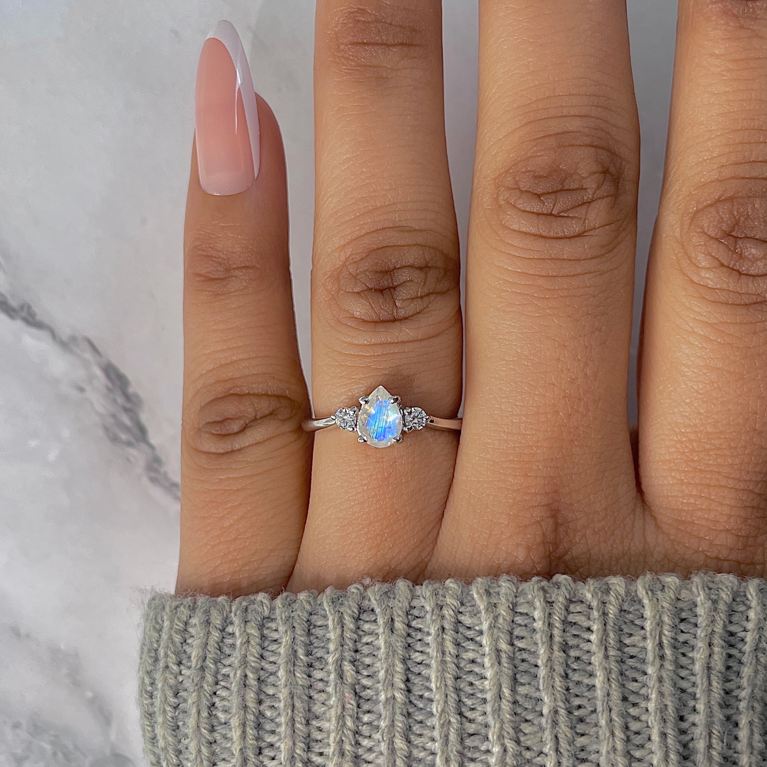 Moonstone & White Topaz Ring-(RBM-RDR-2213.)