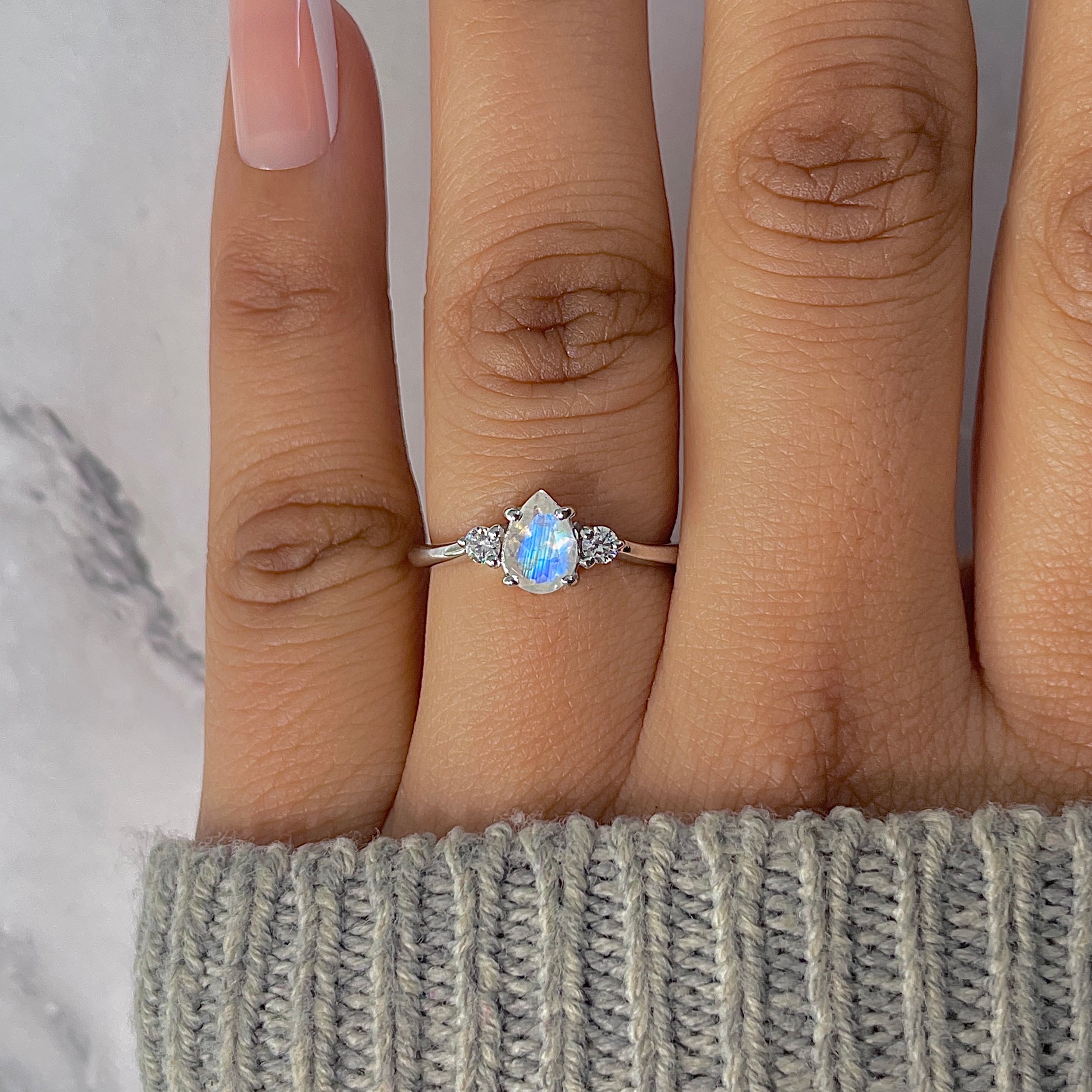 Moonstone & White Topaz Ring-(RBM-RDR-2213.)