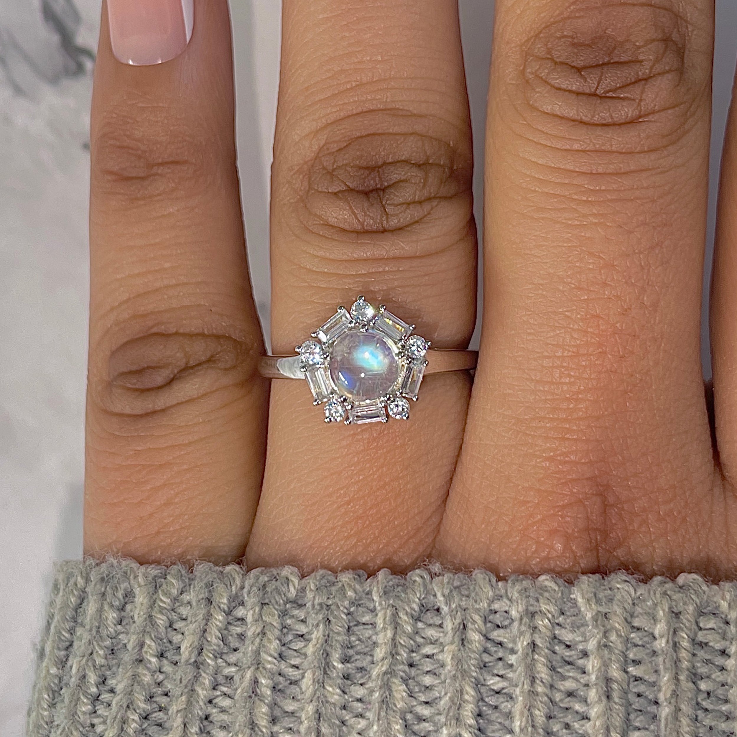 Moonstone & White Topaz Ring-(RBM-RDR-2248.)