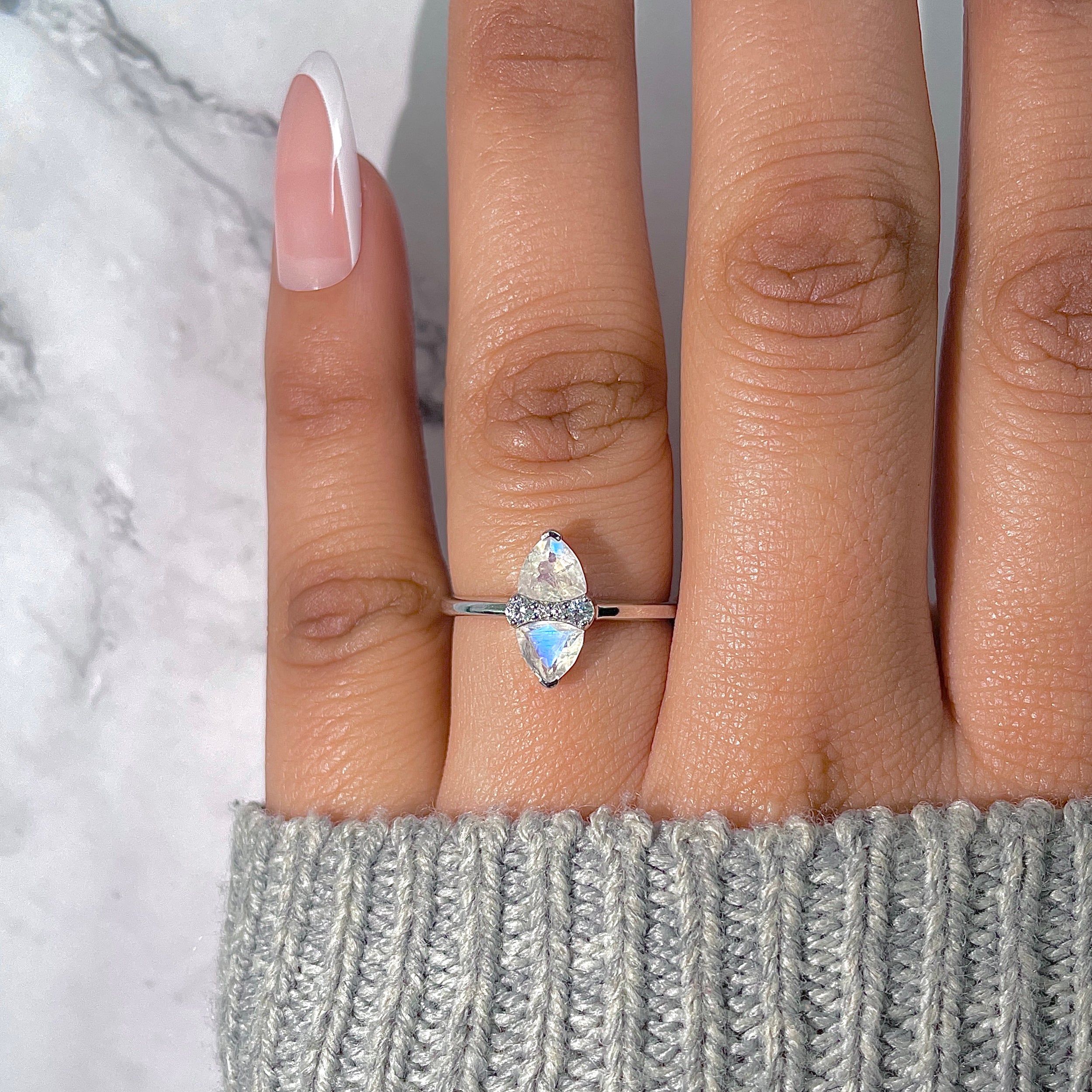 Moonstone & White Topaz Ring-(RBM-RDR-2266.)