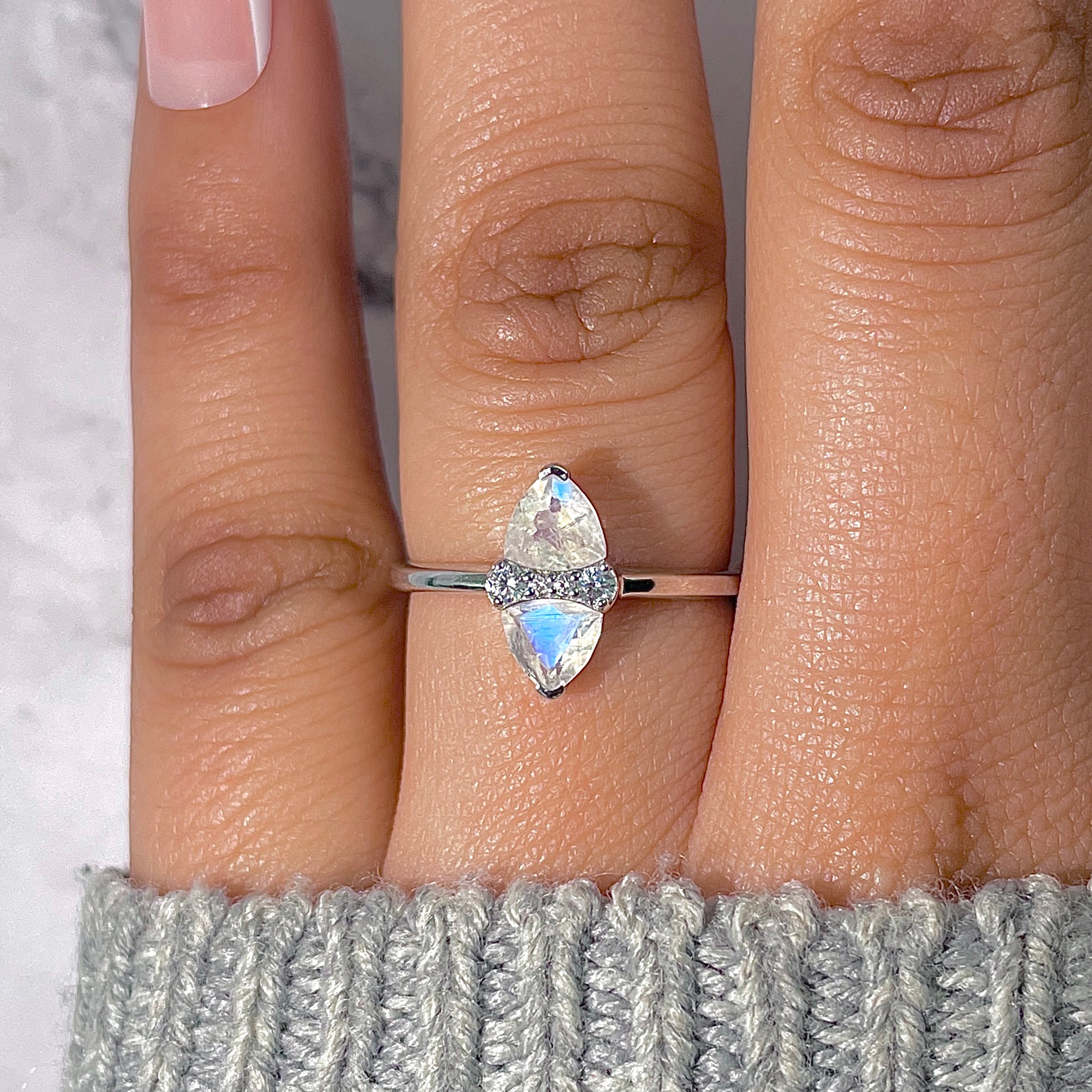 Moonstone & White Topaz Ring-(RBM-RDR-2266.)