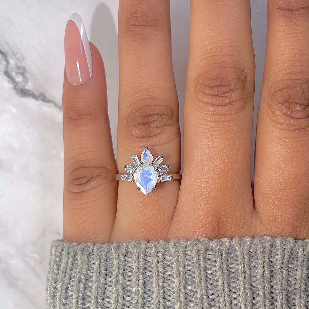 Moonstone & White Topaz Ring-(RBM-RDR-2521.)
