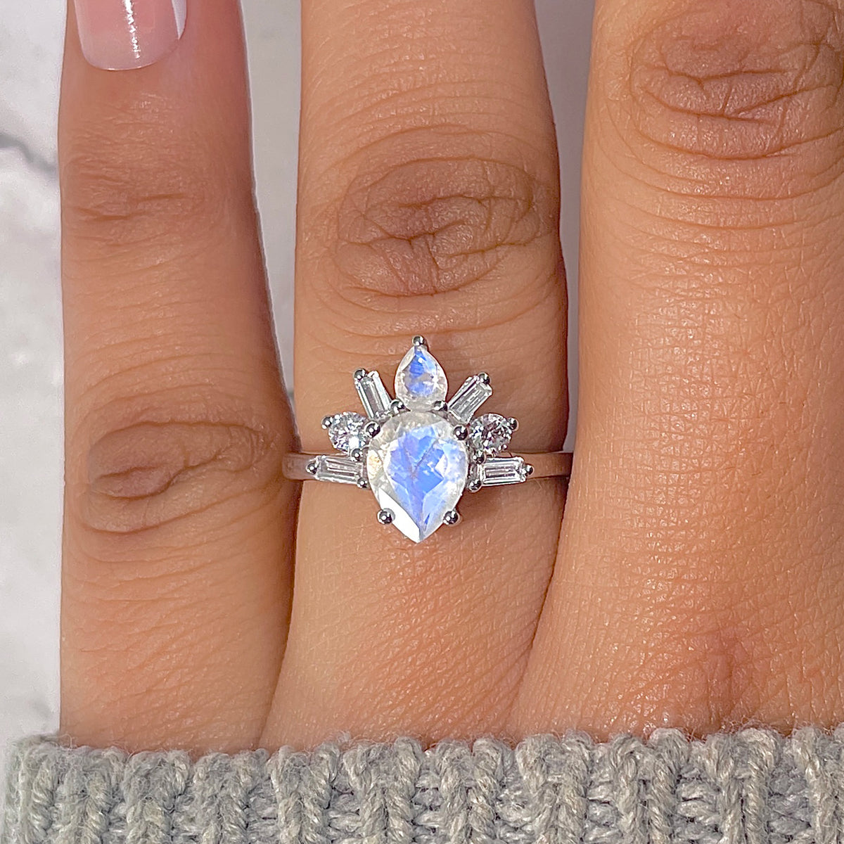 Moonstone & White Topaz Ring-(RBM-RDR-2521.)