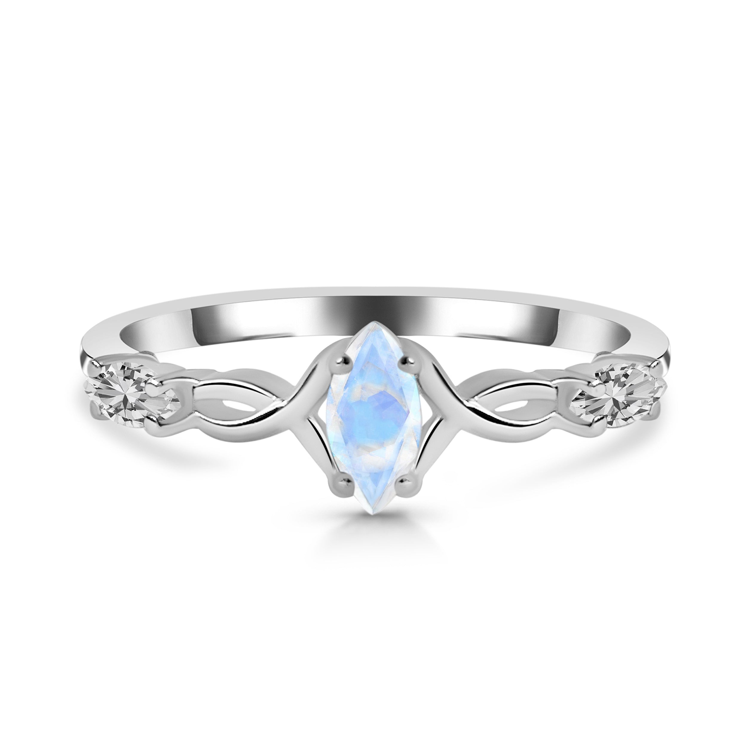 Moonstone & White Topaz Ring-(RBM-RDR-3537.)