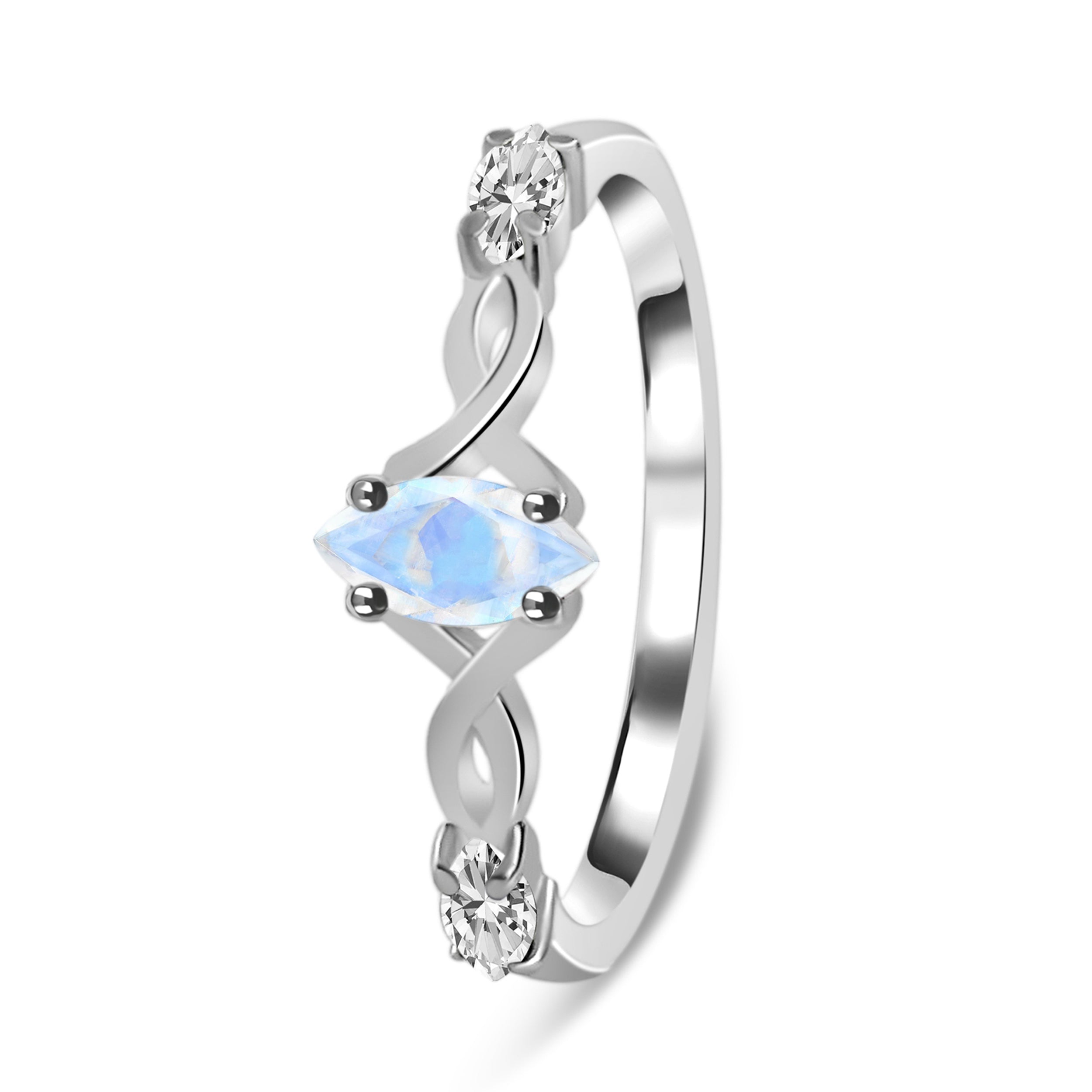 Moonstone & White Topaz Ring-(RBM-RDR-3537.)