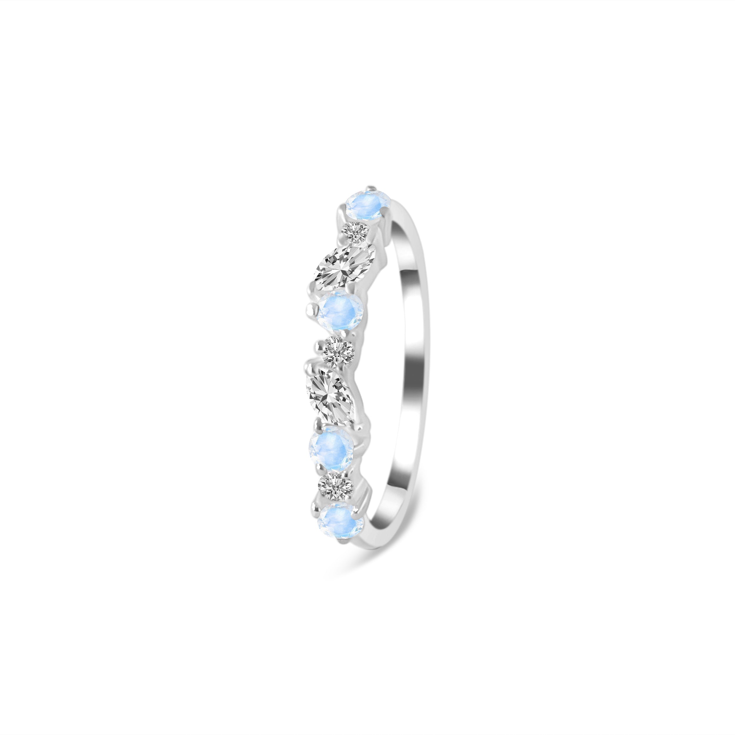 Moonstone & White Topaz Ring-(RBM-RDR-3551.)