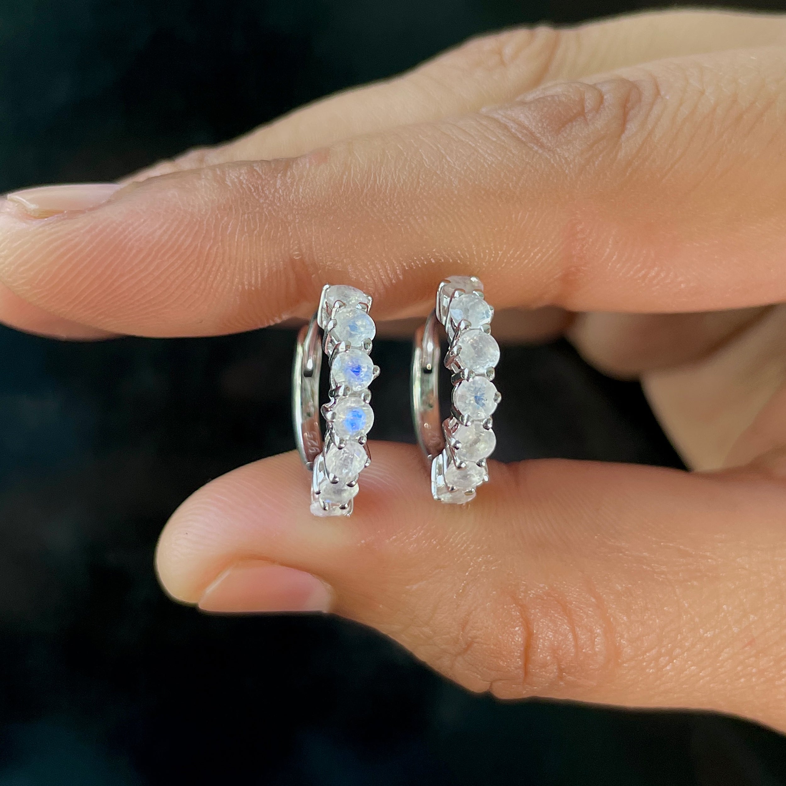 Moonstone Hoop Hoop Earring-(RBM-RDE-1473.)